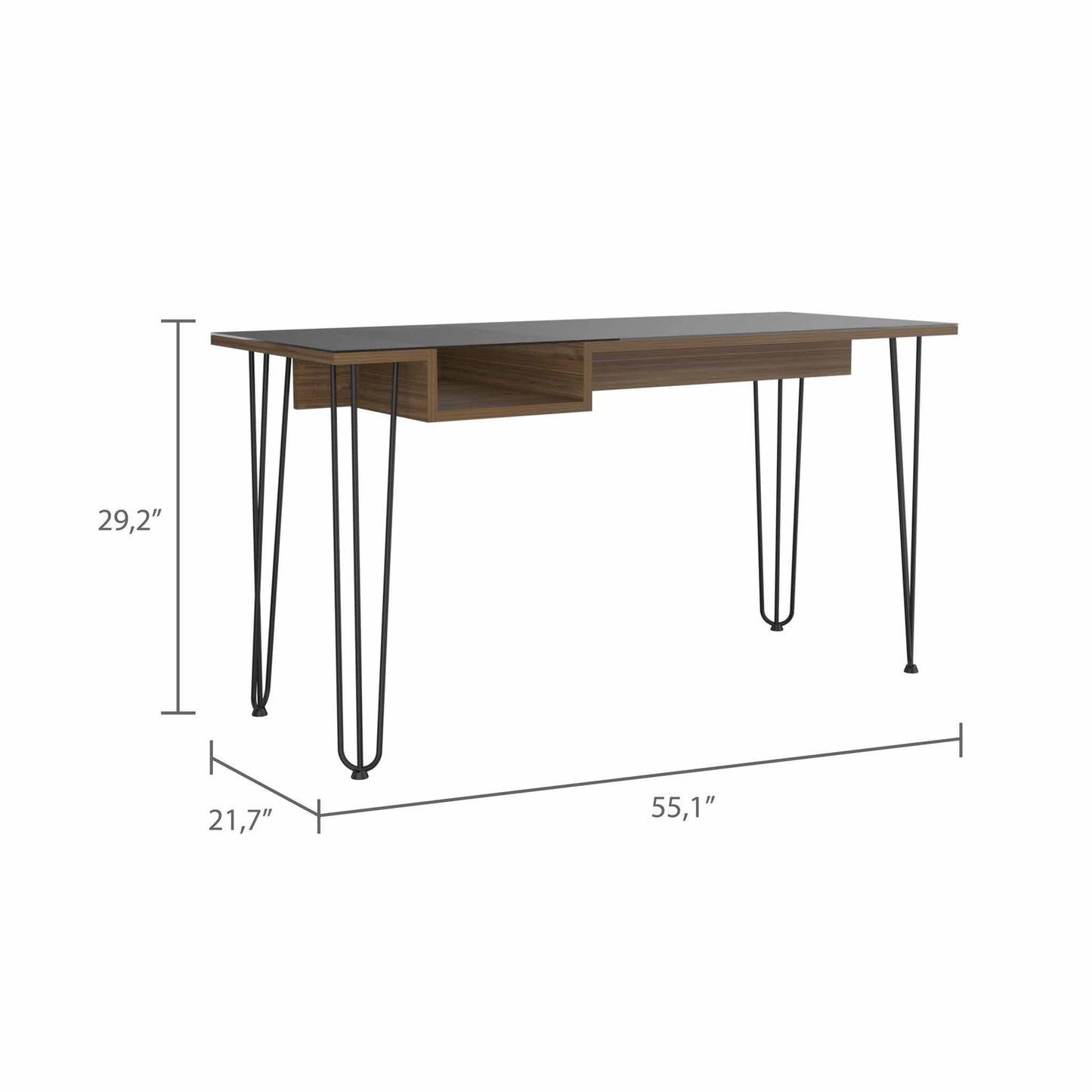 Deco Mahogany and Black Geometric Computer Desk By Homeroots | Desks | Modishstore - 2