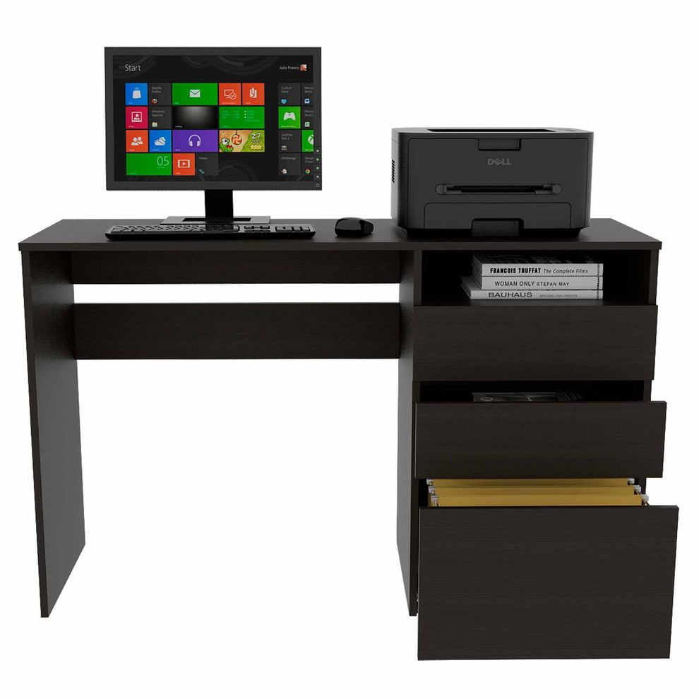 Echo Black Computer Desk with Three Drawers By Homeroots - 403805 | Desks | Modishstore - 5