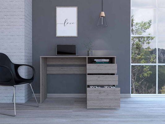 Echo Light Gray Computer Desk with Three Drawers By Homeroots | Desks | Modishstore