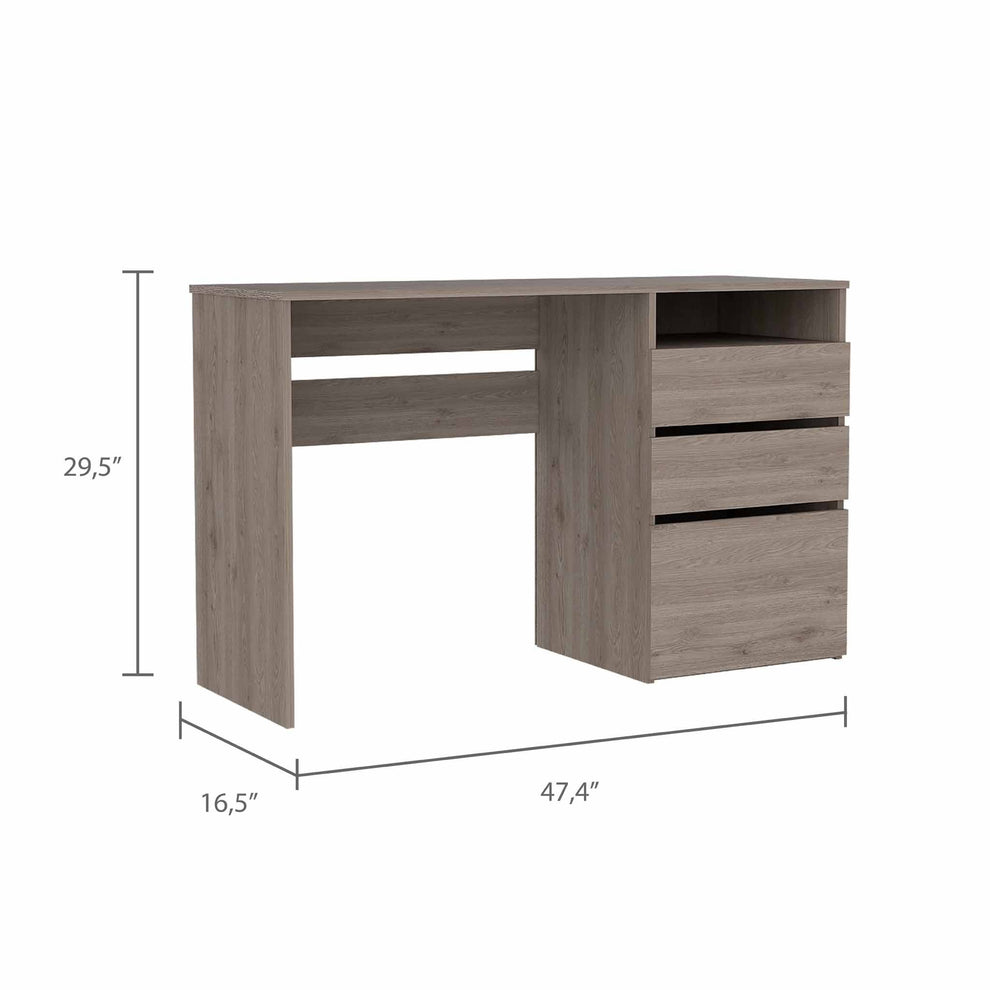 Echo Light Gray Computer Desk with Three Drawers By Homeroots | Desks | Modishstore - 2