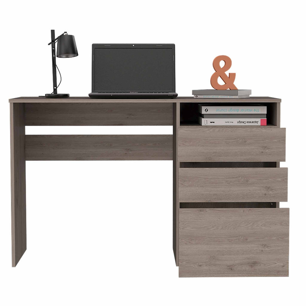 Echo Light Gray Computer Desk with Three Drawers By Homeroots | Desks | Modishstore - 5