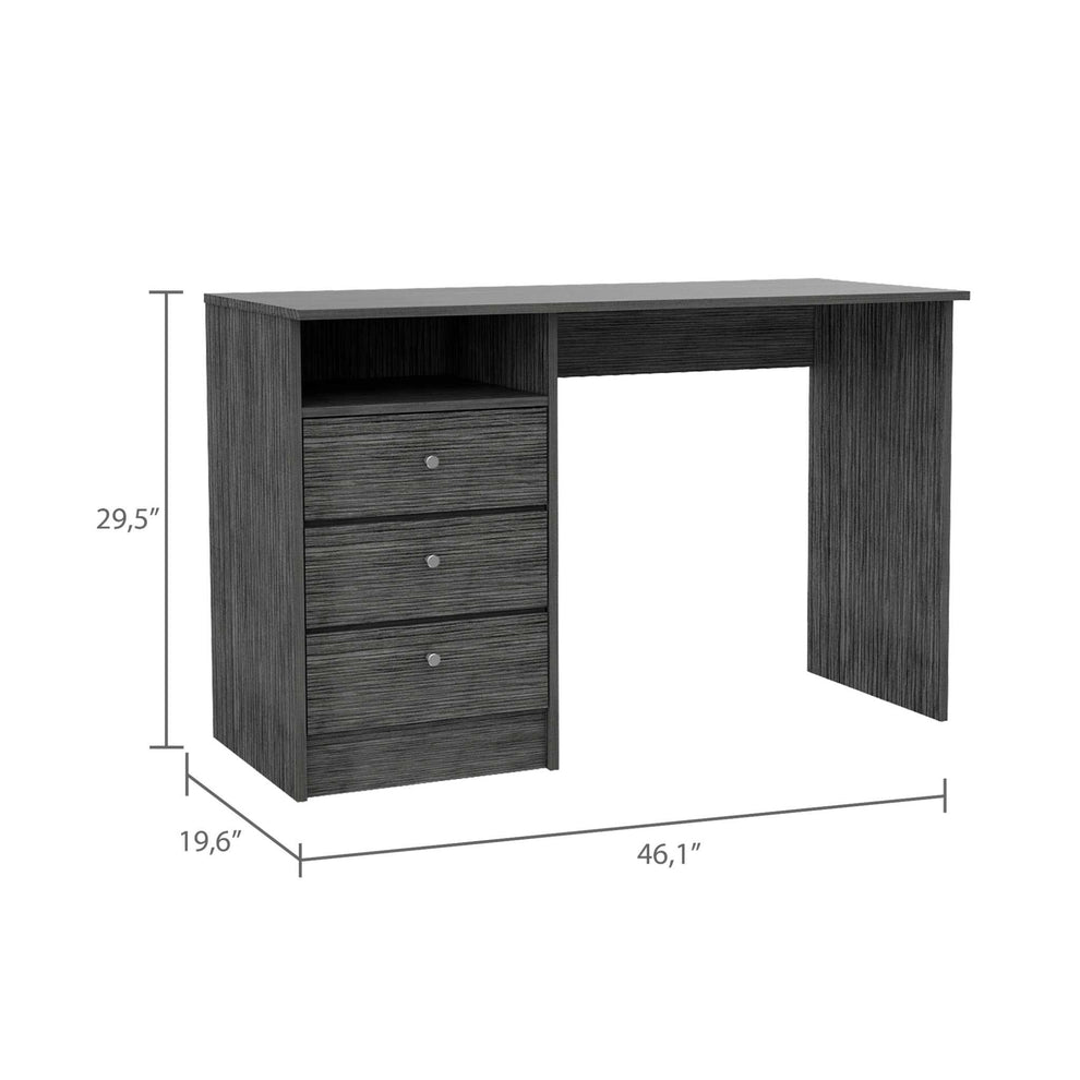 Torino Gray Oak Three Drawer Computer Desk By Homeroots | Desks | Modishstore - 2