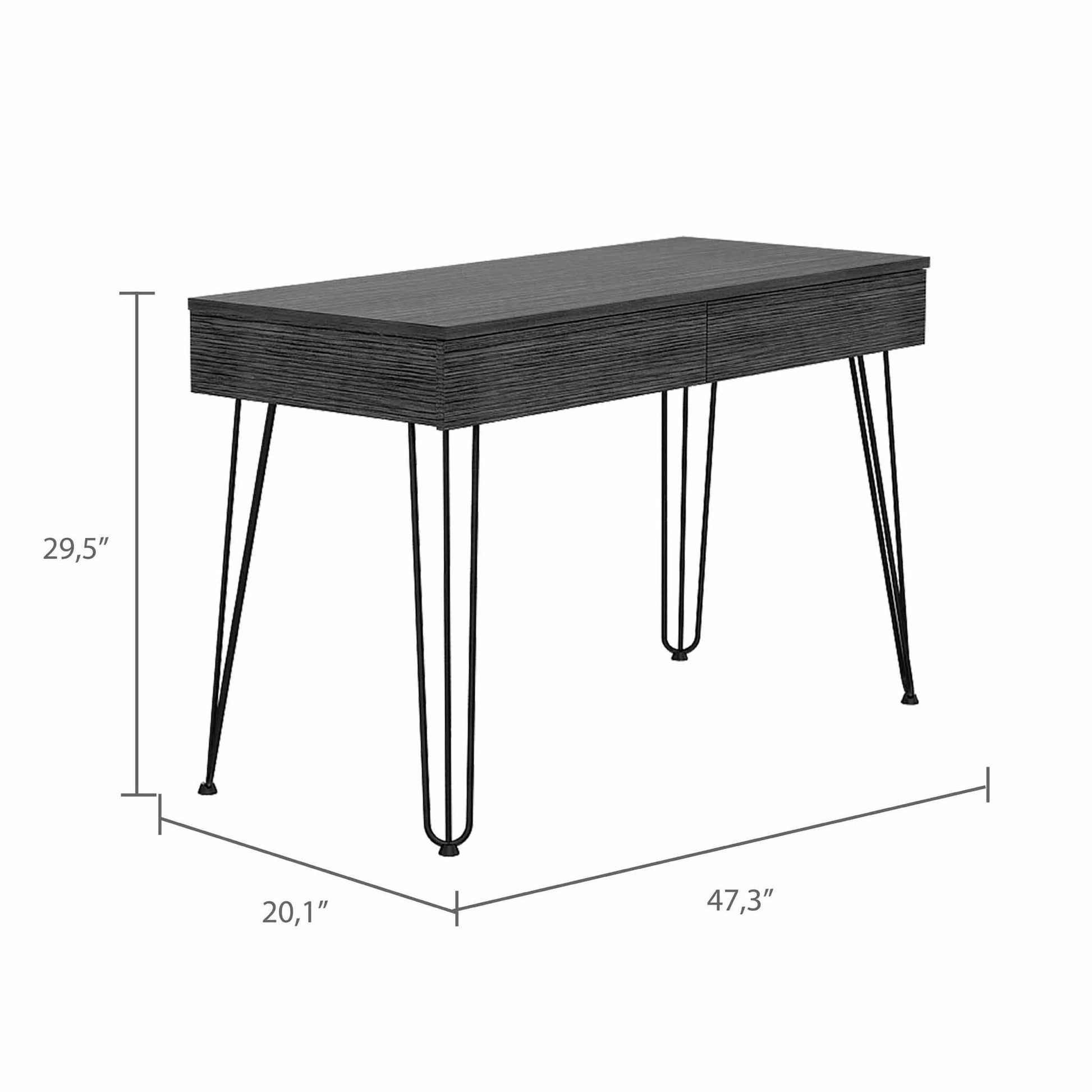 Roxy Gray Computer Desk with Two Drawers By Homeroots | Desks | Modishstore - 2