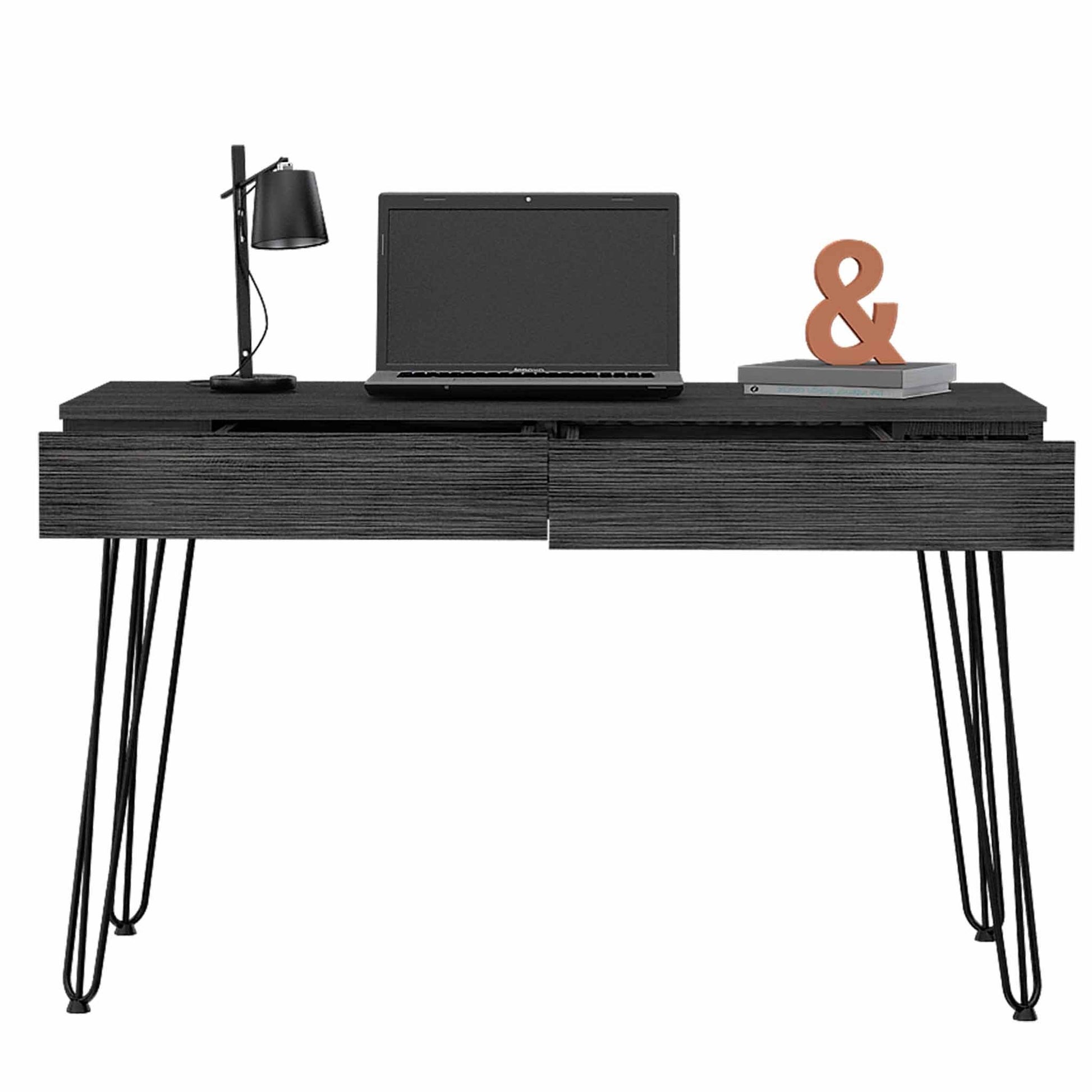 Roxy Gray Computer Desk with Two Drawers By Homeroots | Desks | Modishstore - 5