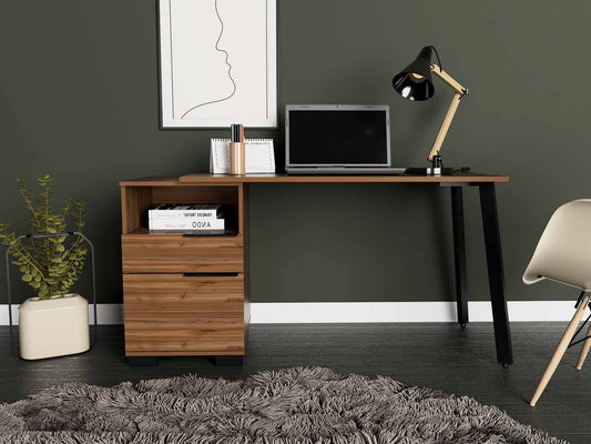Contempo Flair Mahogany and Black Office Desk By Homeroots | Desks | Modishstore