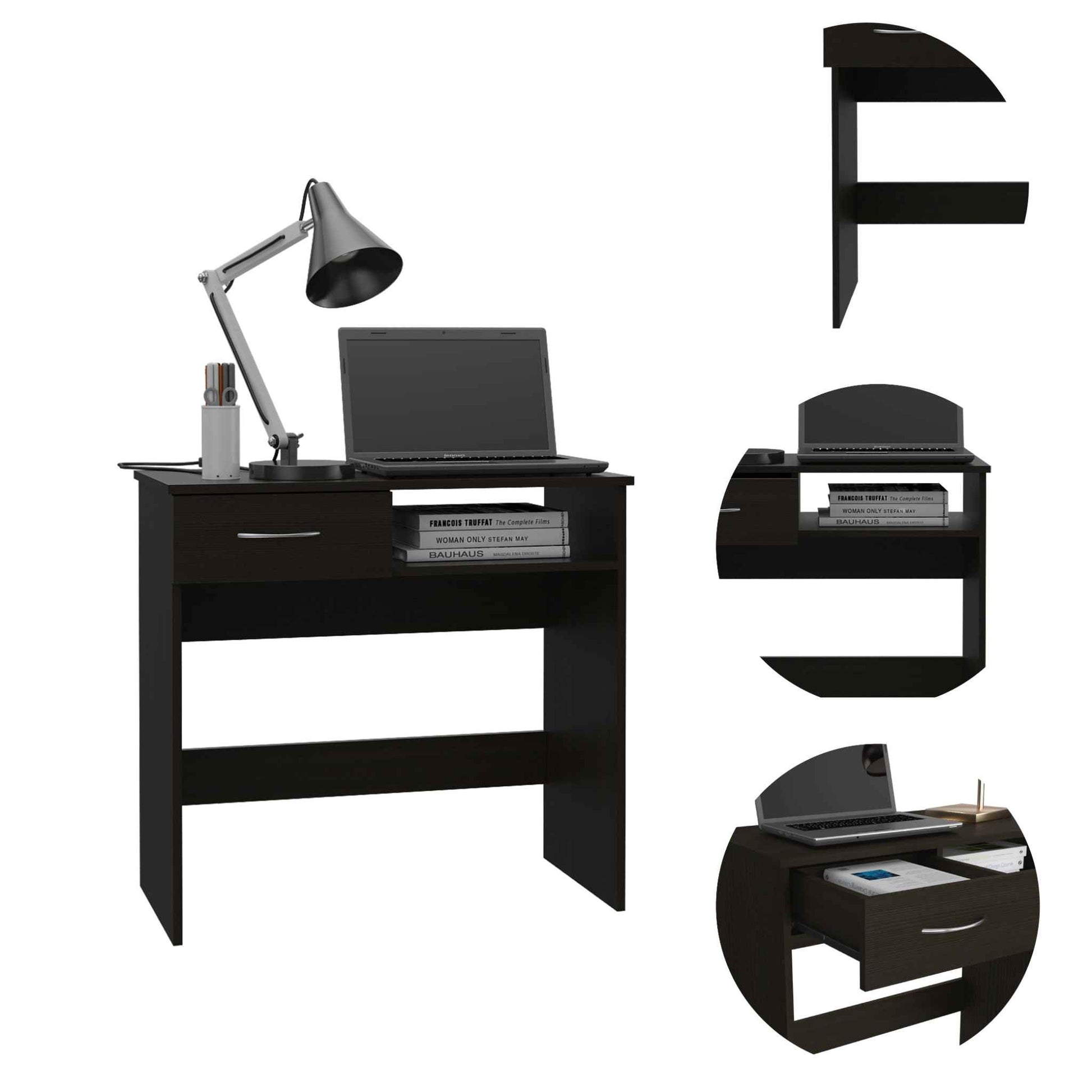 Mod Black Desk and Bookshelf Set By Homeroots | Desks | Modishstore - 5