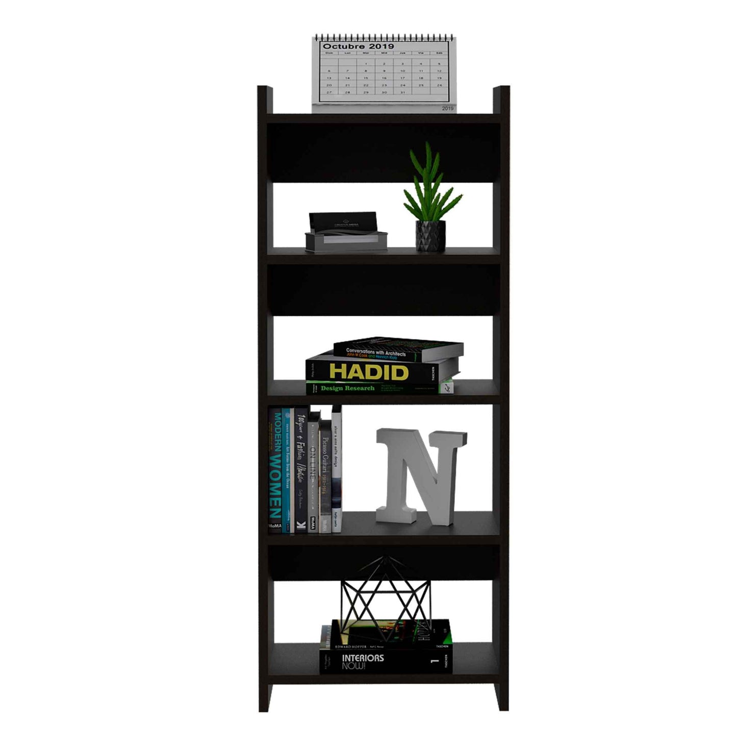 Mod Black Desk and Bookshelf Set By Homeroots | Desks | Modishstore - 6