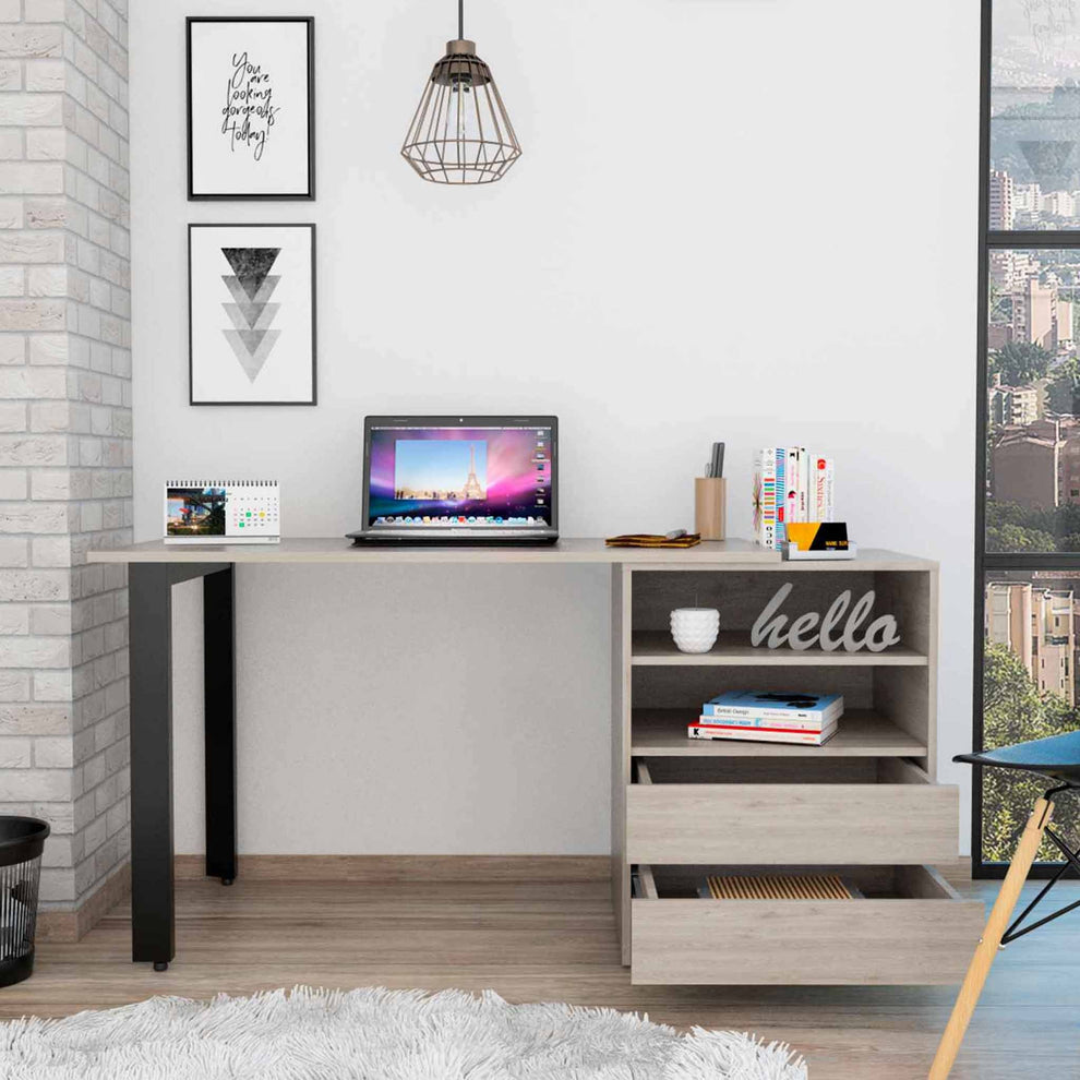 Light Gray Computer Desk By Homeroots - 403821 | Desks | Modishstore - 3