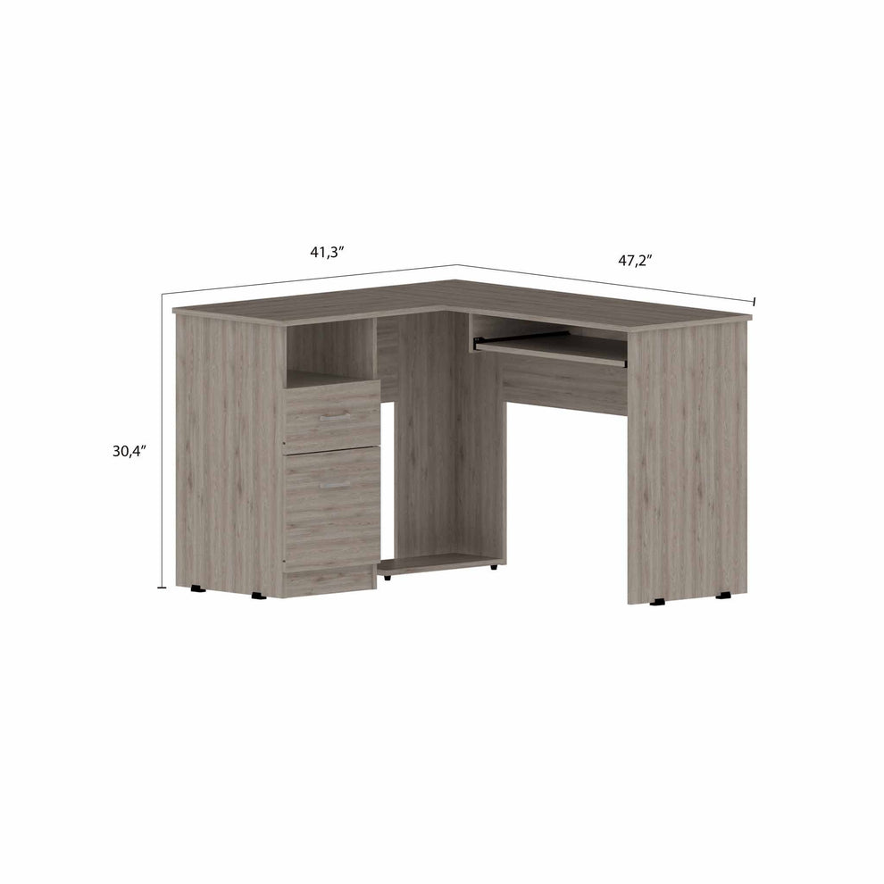 Thorpe Light Gray L Shaped Computer Desk By Homeroots | Desks | Modishstore - 2