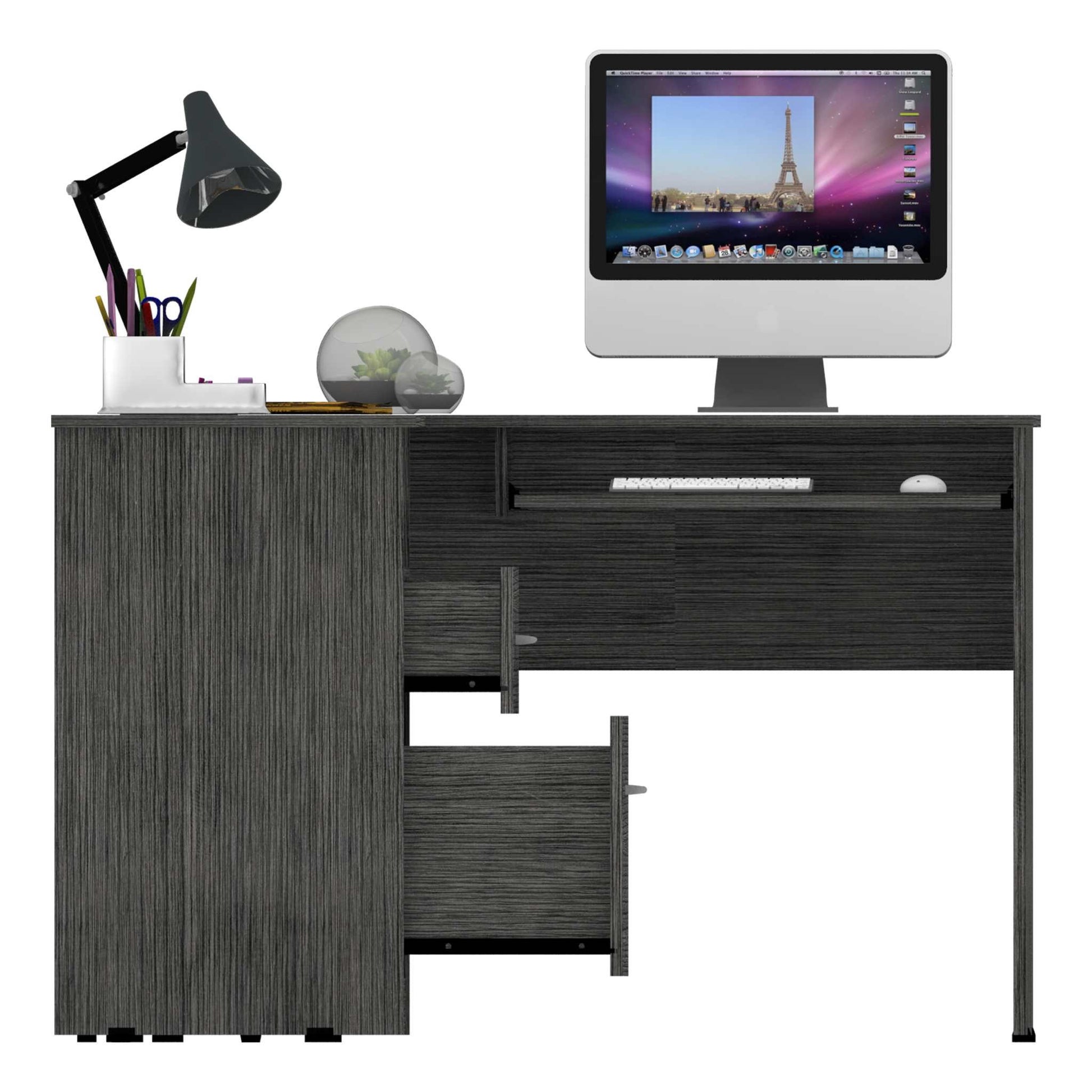 Thorpe Gray Oak L Shaped Computer Desk By Homeroots | Desks | Modishstore - 5