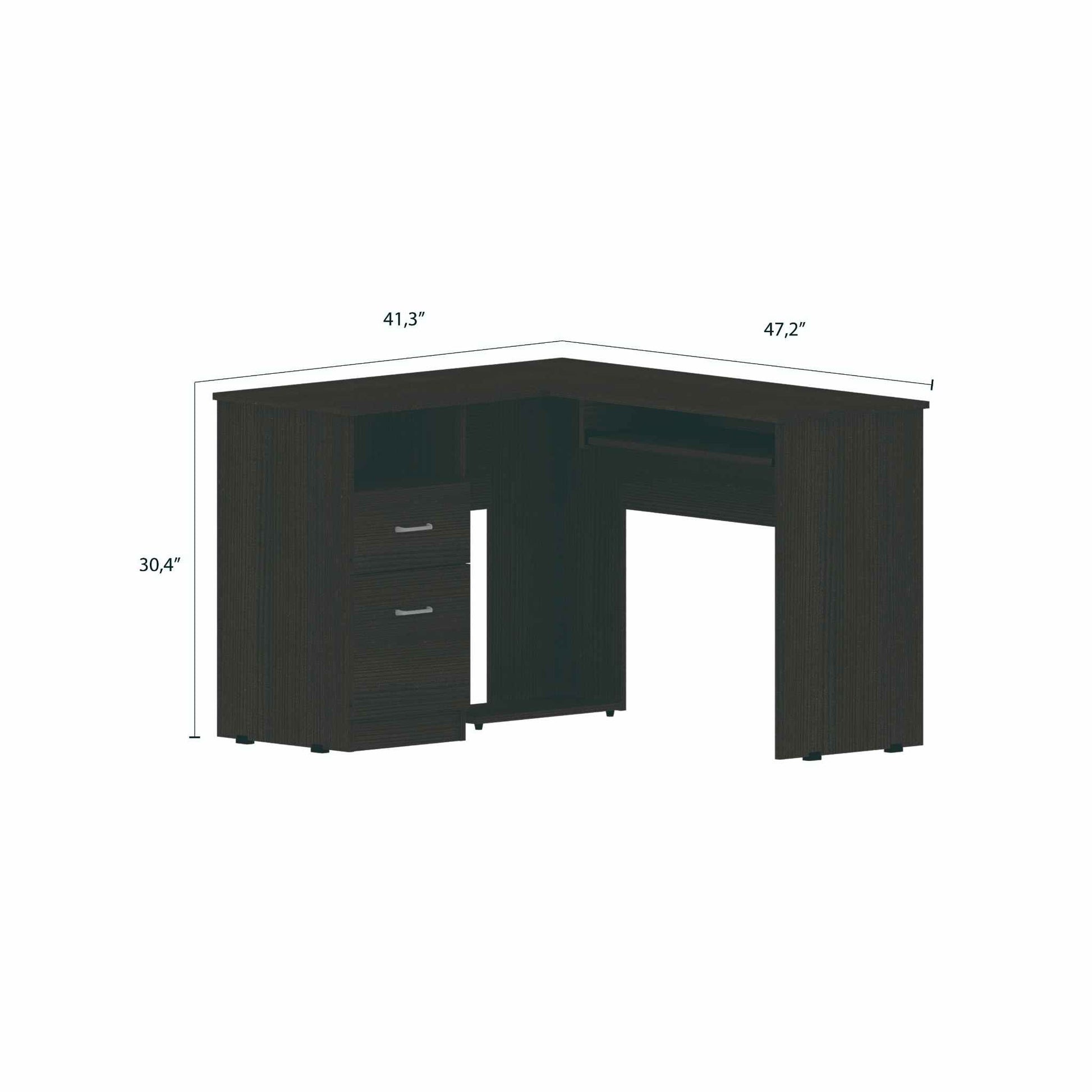 Thorpe Black L Shaped Computer Desk By Homeroots | Desks | Modishstore - 2