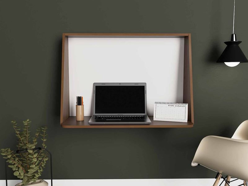 Contempo Mahogany and White Wall Desk By Homeroots | Desks | Modishstore