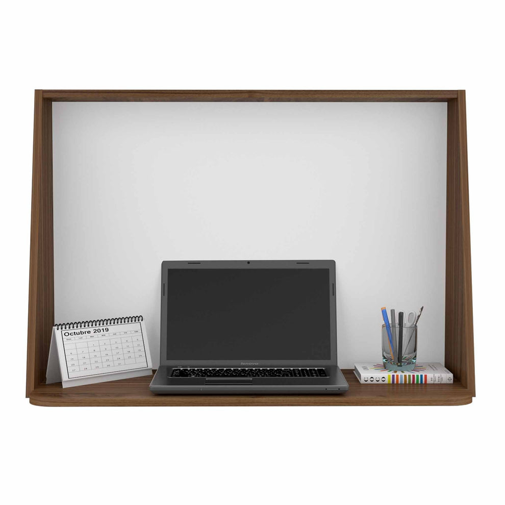 Contempo Mahogany and White Wall Desk By Homeroots | Desks | Modishstore - 4
