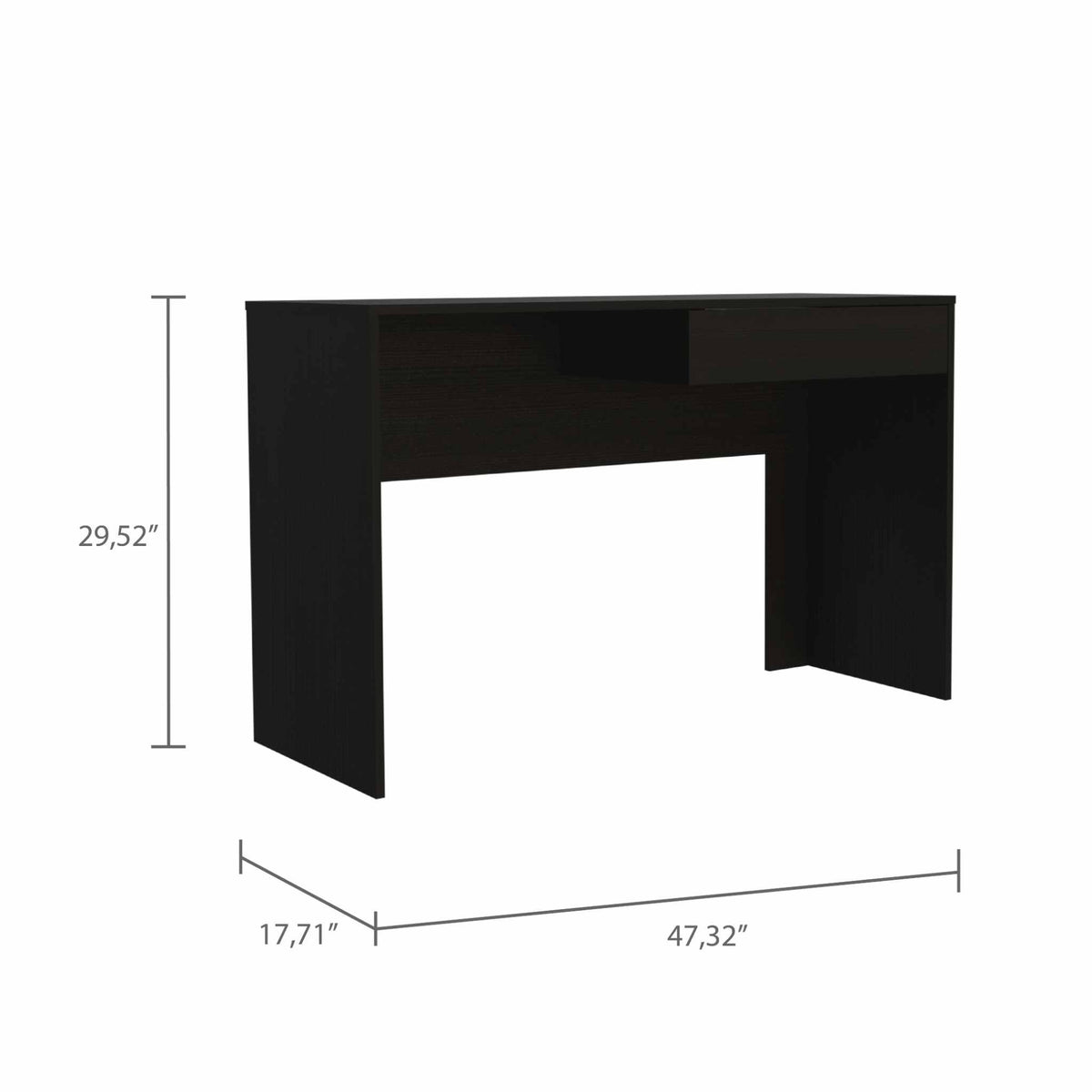 Clio Black Computer Desk with Drawer By Homeroots | Desks | Modishstore - 2