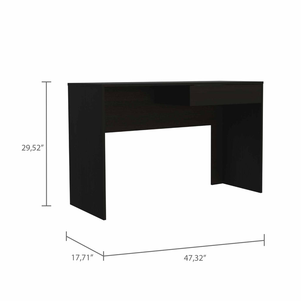Clio Black Computer Desk with Drawer By Homeroots | Desks | Modishstore - 2