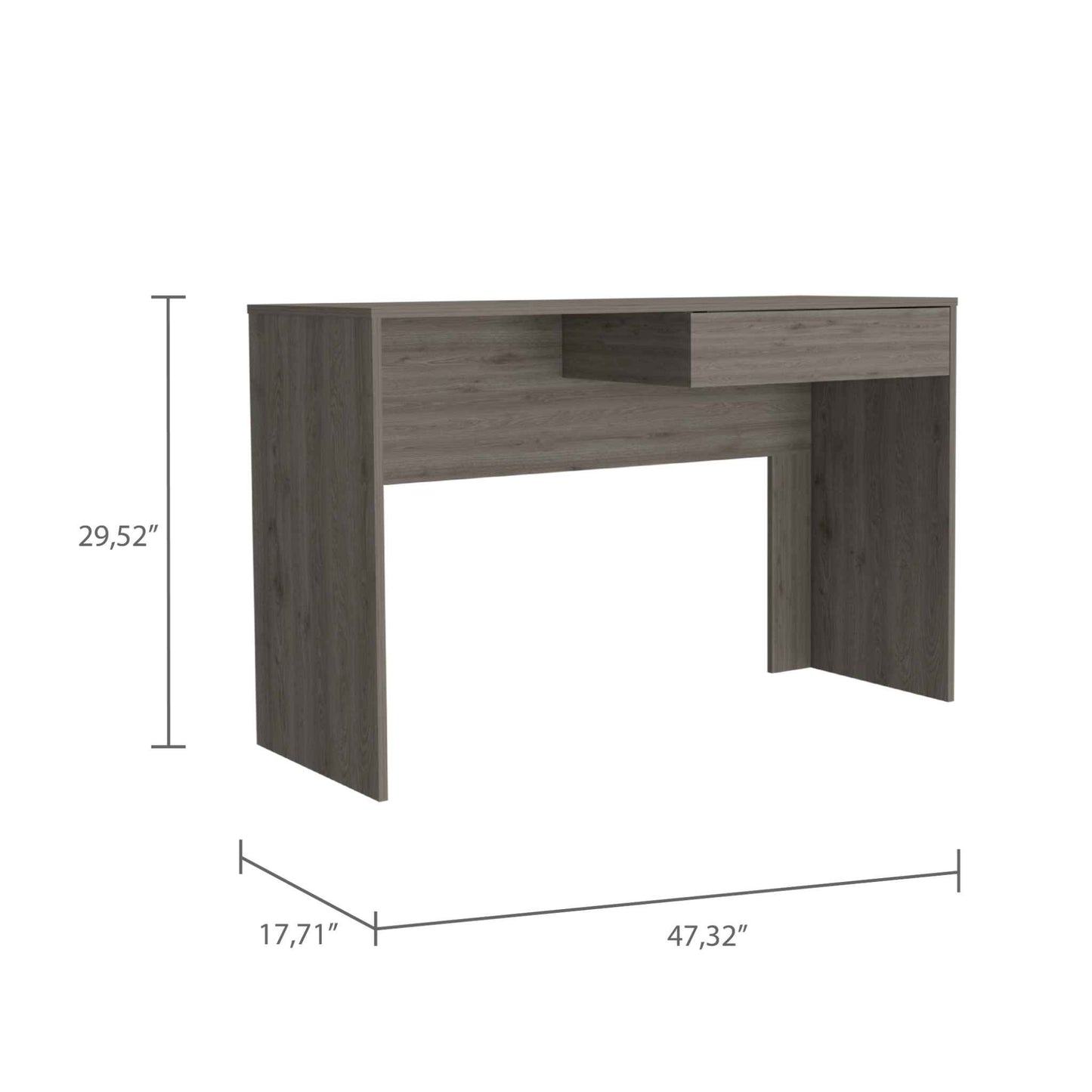 Clio Light Gray Computer Desk with Drawer By Homeroots | Desks | Modishstore - 2