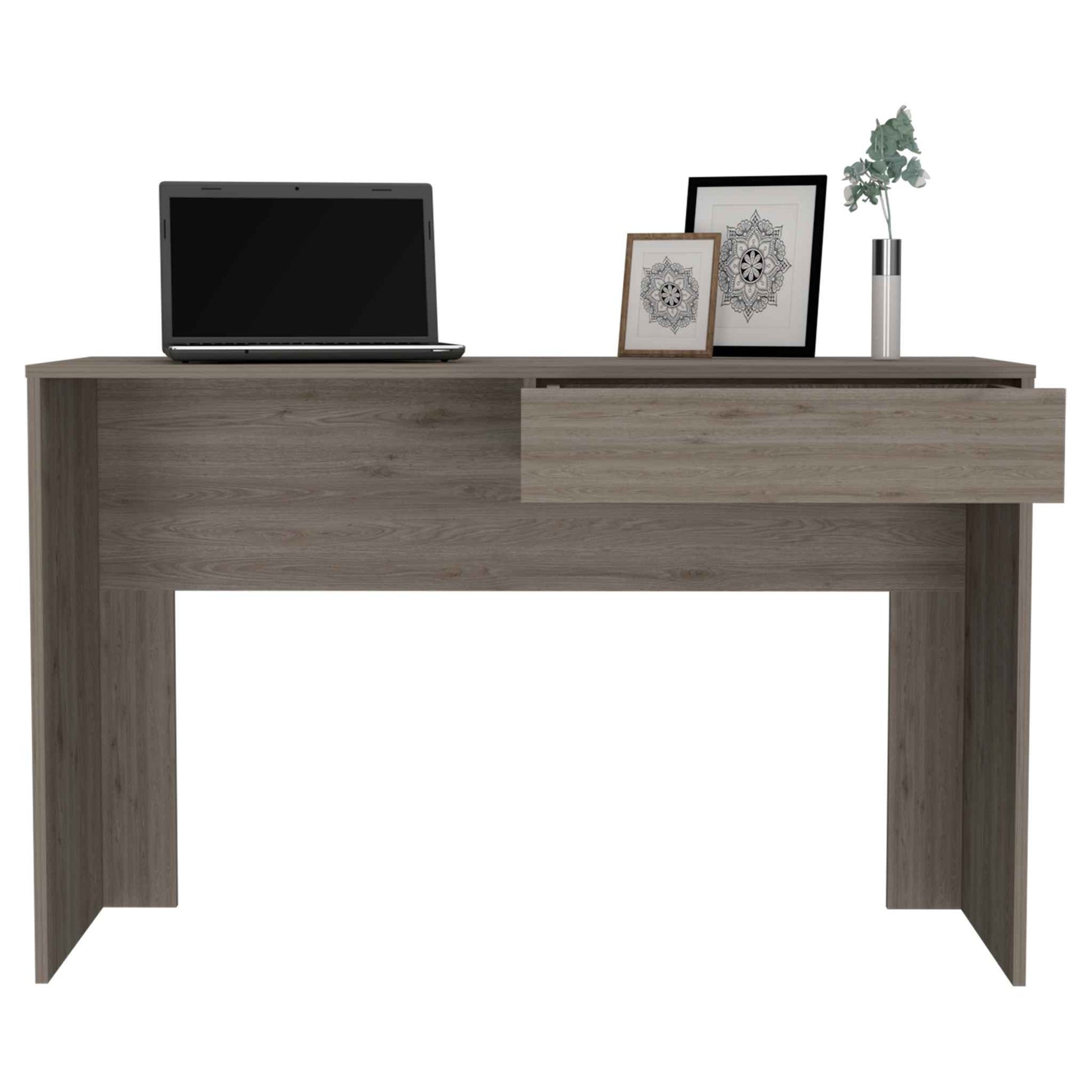 Clio Light Gray Computer Desk with Drawer By Homeroots | Desks | Modishstore - 5