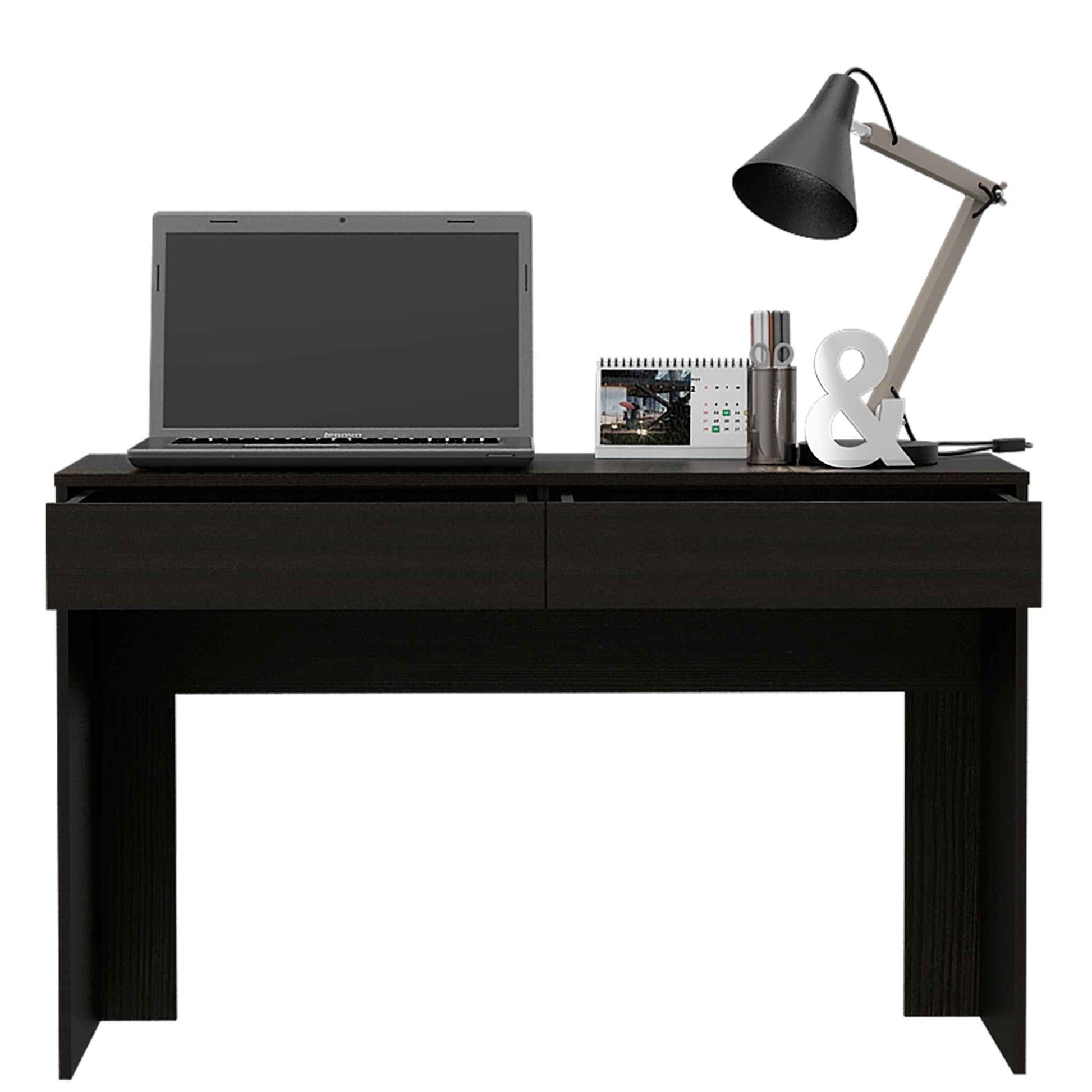 Clio Black Computer Desk with Two Drawers By Homeroots | Desks | Modishstore - 5