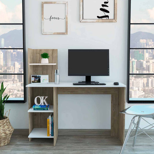 Modern Natural and White Computer Desk By Homeroots | Desks | Modishstore