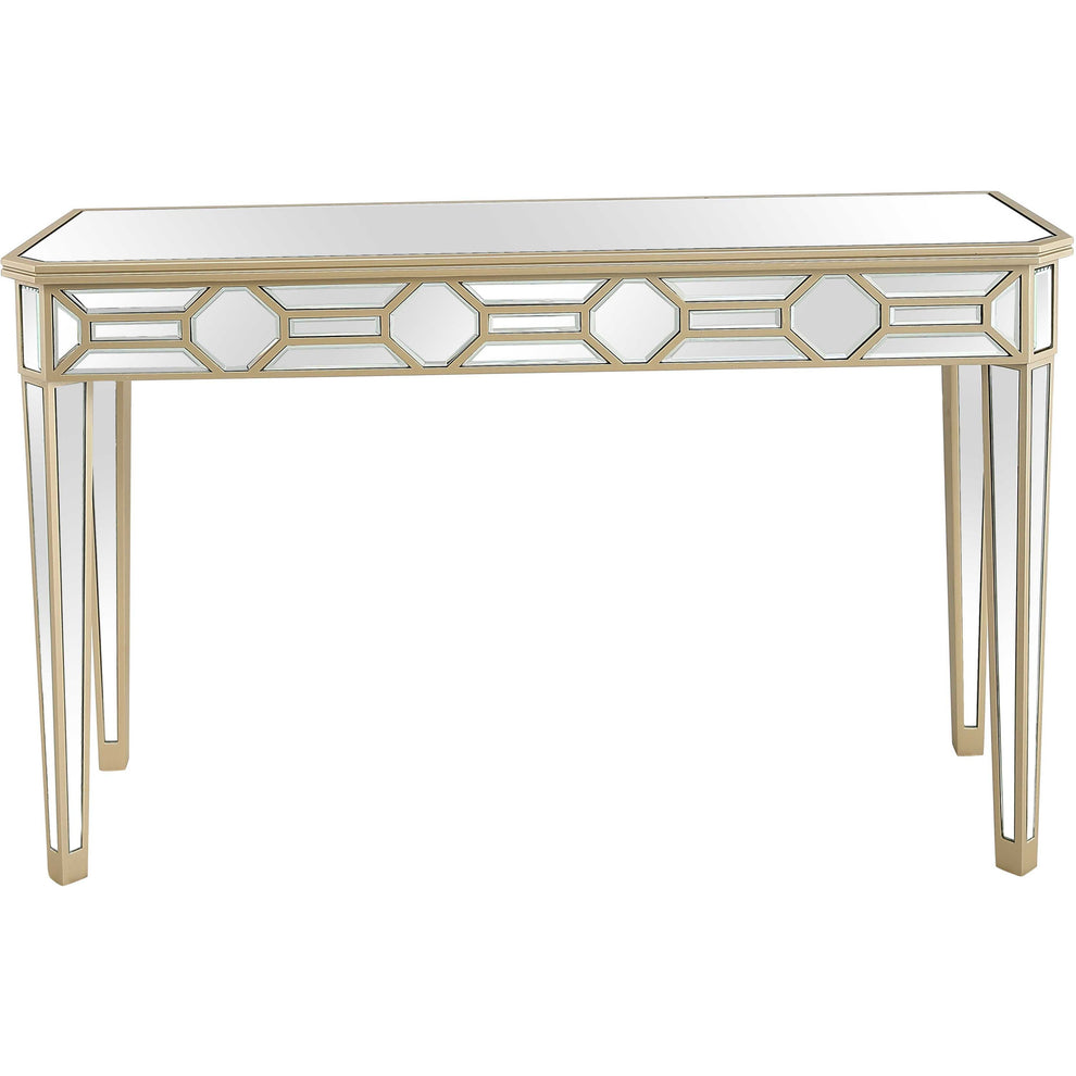 Set of Two 47" Silver and Champagne Mirrored Glass Console Table and Mirror By Homeroots | Console Tables | Modishstore - 3