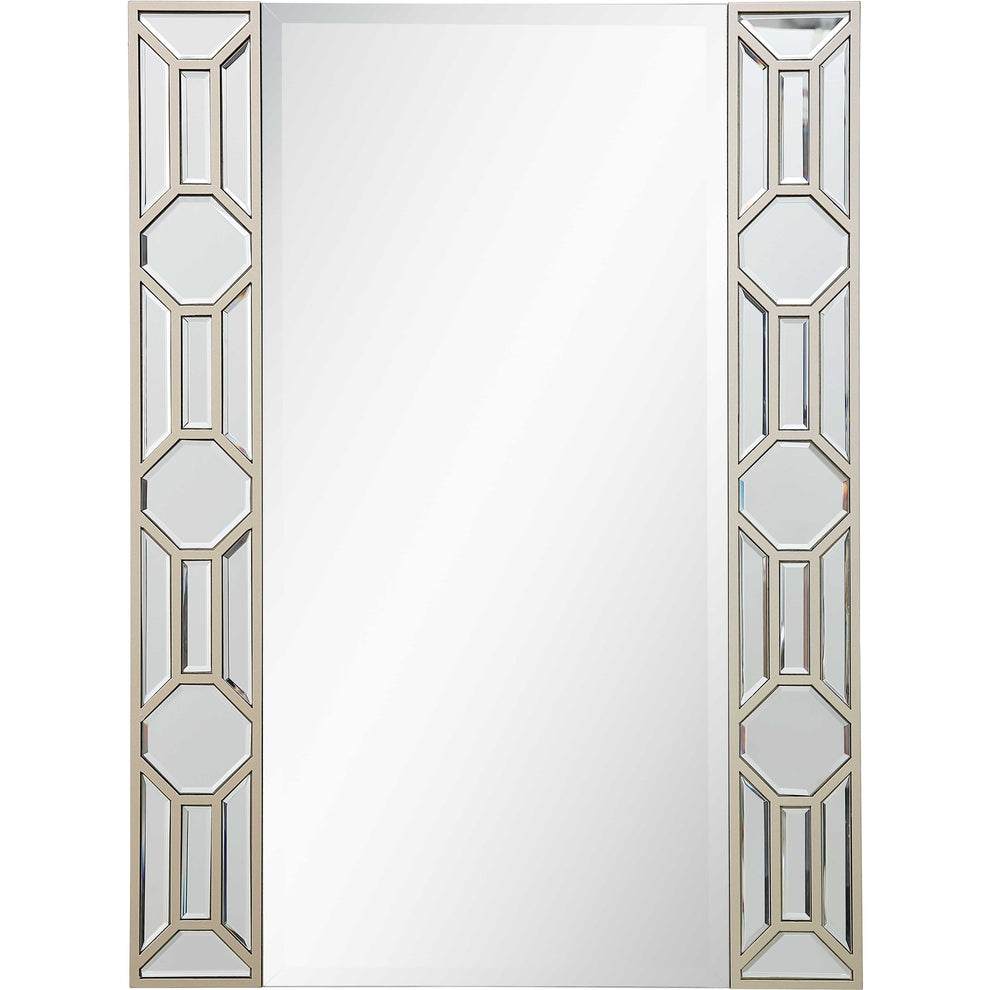 Set of Two 47" Silver and Champagne Mirrored Glass Console Table and Mirror By Homeroots | Console Tables | Modishstore - 5