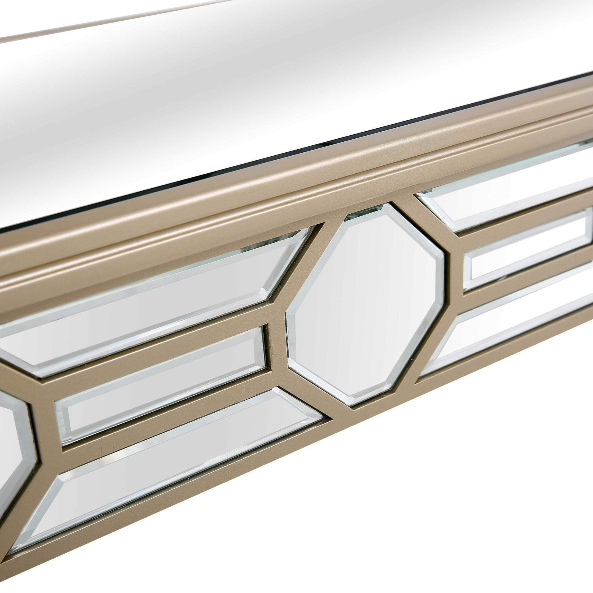 Set of Two 47" Silver and Champagne Mirrored Glass Console Table and Mirror By Homeroots | Console Tables | Modishstore - 6