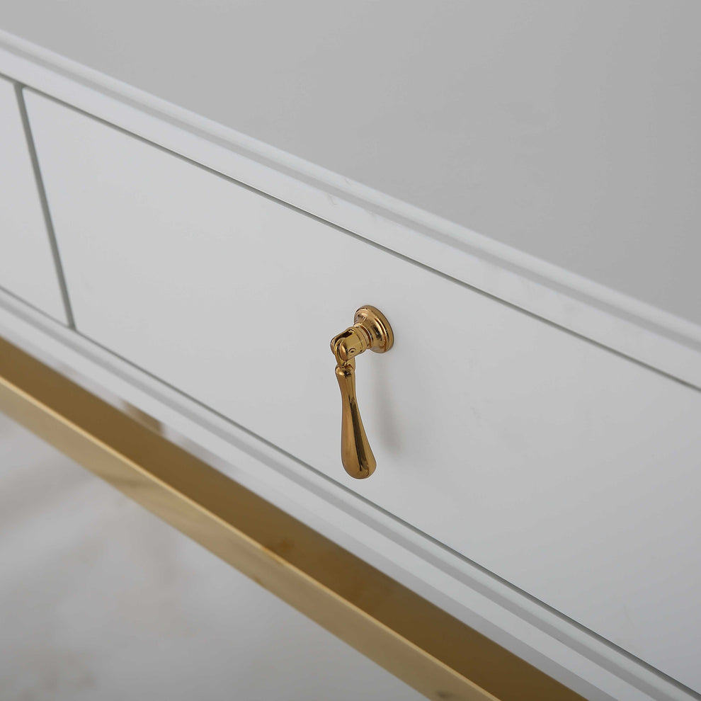 47" White and Gold Wood and Manufactured Wood Blend Mirrored Console Table With Storage By Homeroots | Console Tables | Modishstore - 8