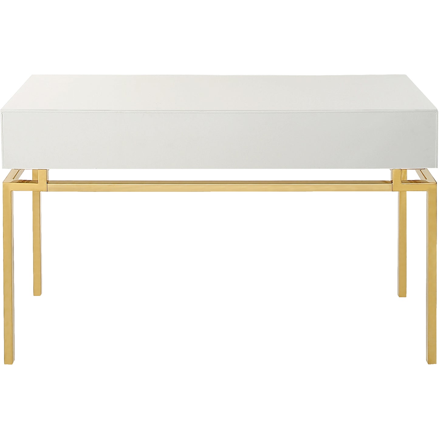 47" White and Gold Wood and Manufactured Wood Blend Mirrored Console Table With Storage By Homeroots