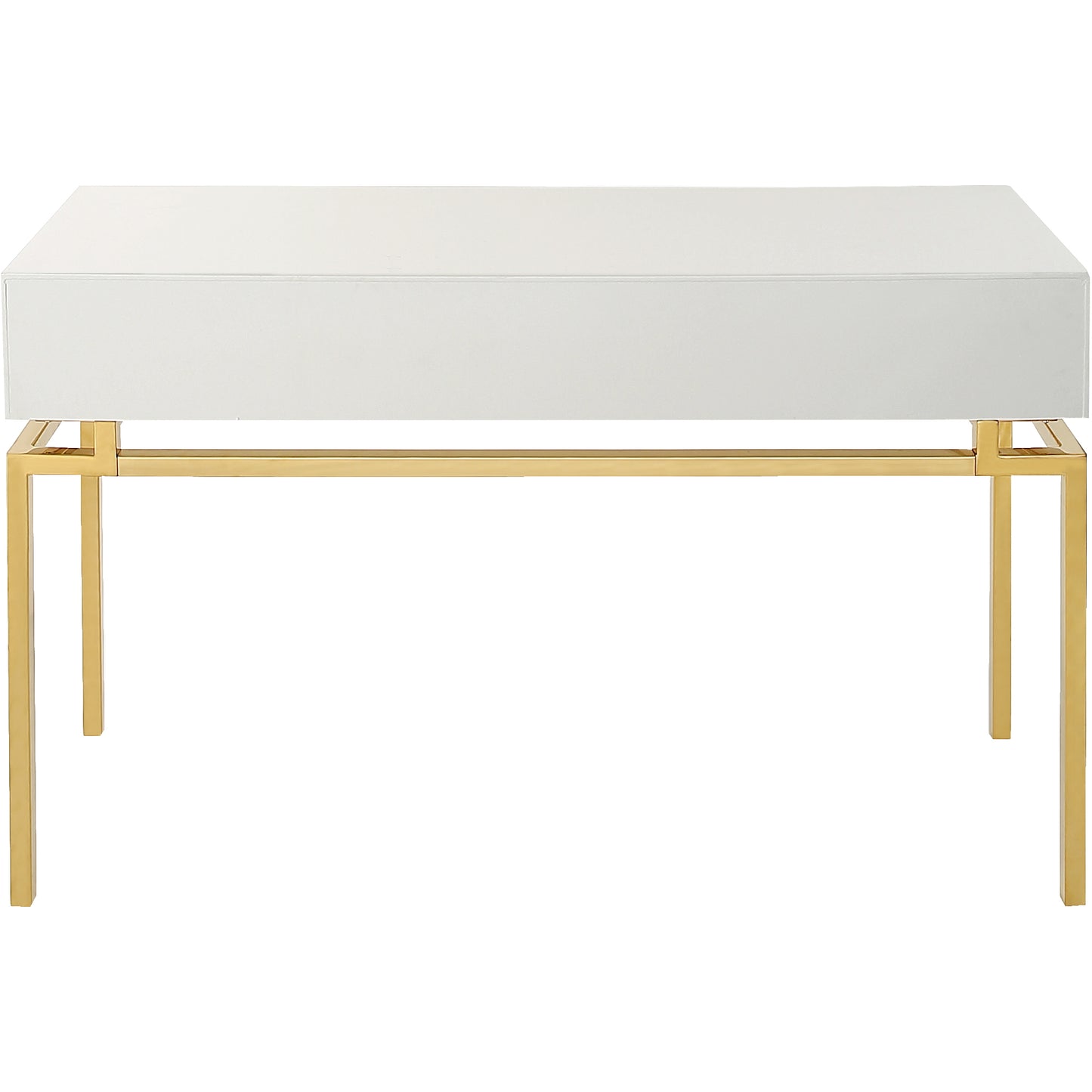 47" White and Gold Wood and Manufactured Wood Blend Mirrored Console Table With Storage By Homeroots | Console Tables | Modishstore - 4