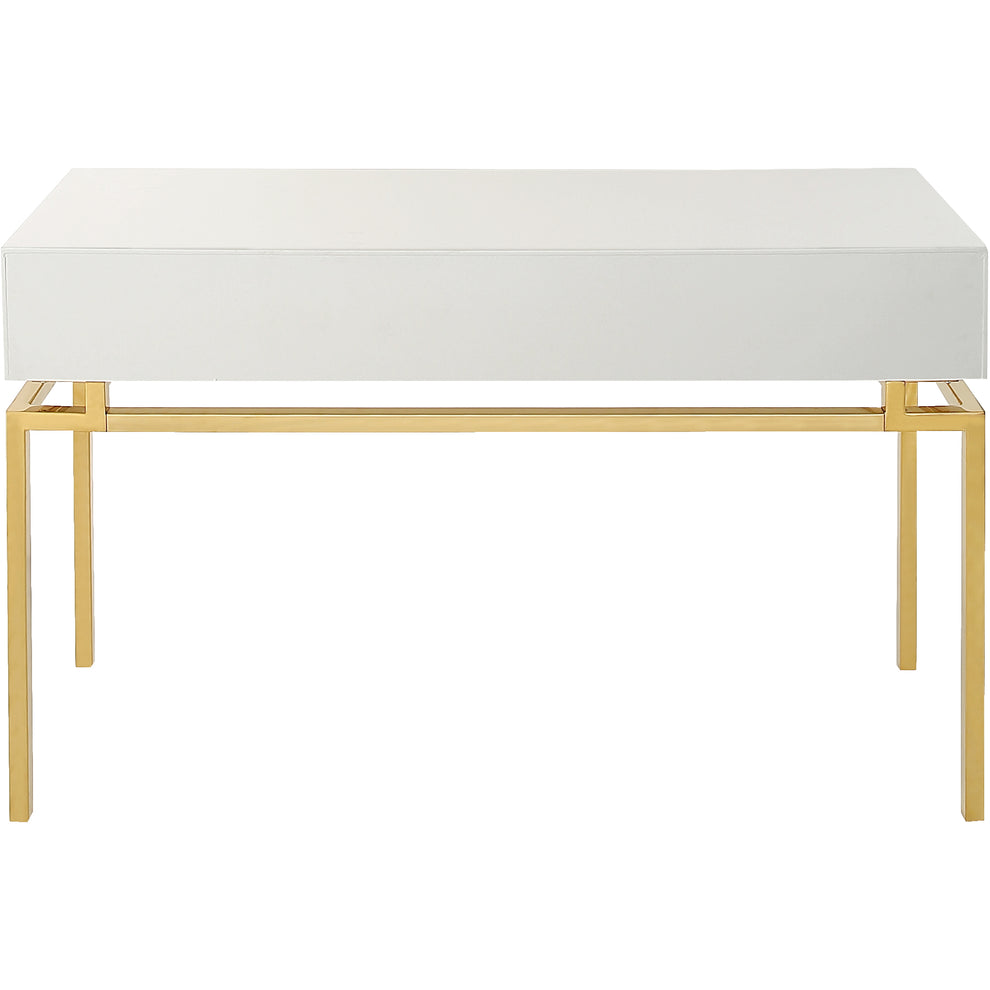 47" White and Gold Wood and Manufactured Wood Blend Mirrored Console Table With Storage By Homeroots | Console Tables | Modishstore - 4