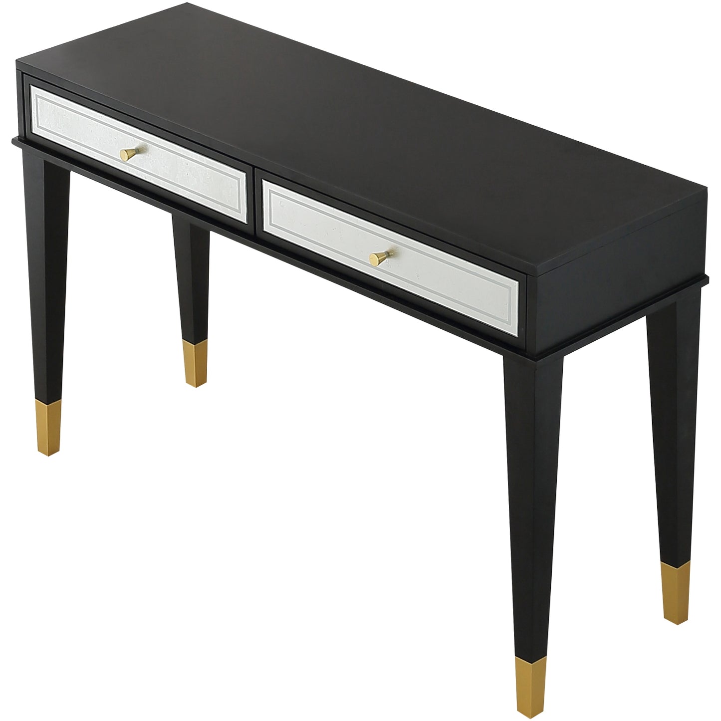 47" Black and Black and Gold Console Table With Storage By Homeroots | Console Tables | Modishstore - 3