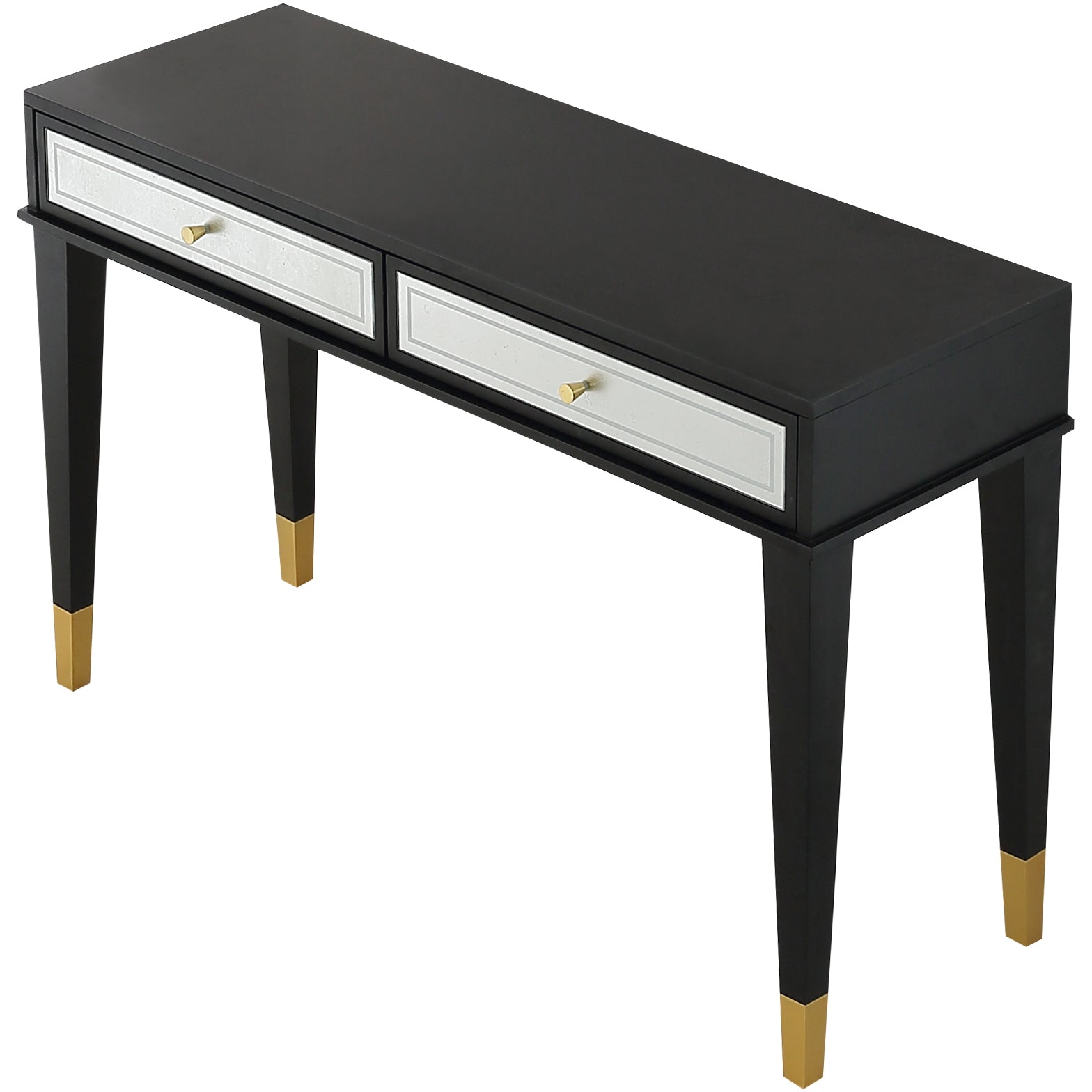 47" Black and Black and Gold Console Table With Storage By Homeroots | Console Tables | Modishstore - 3