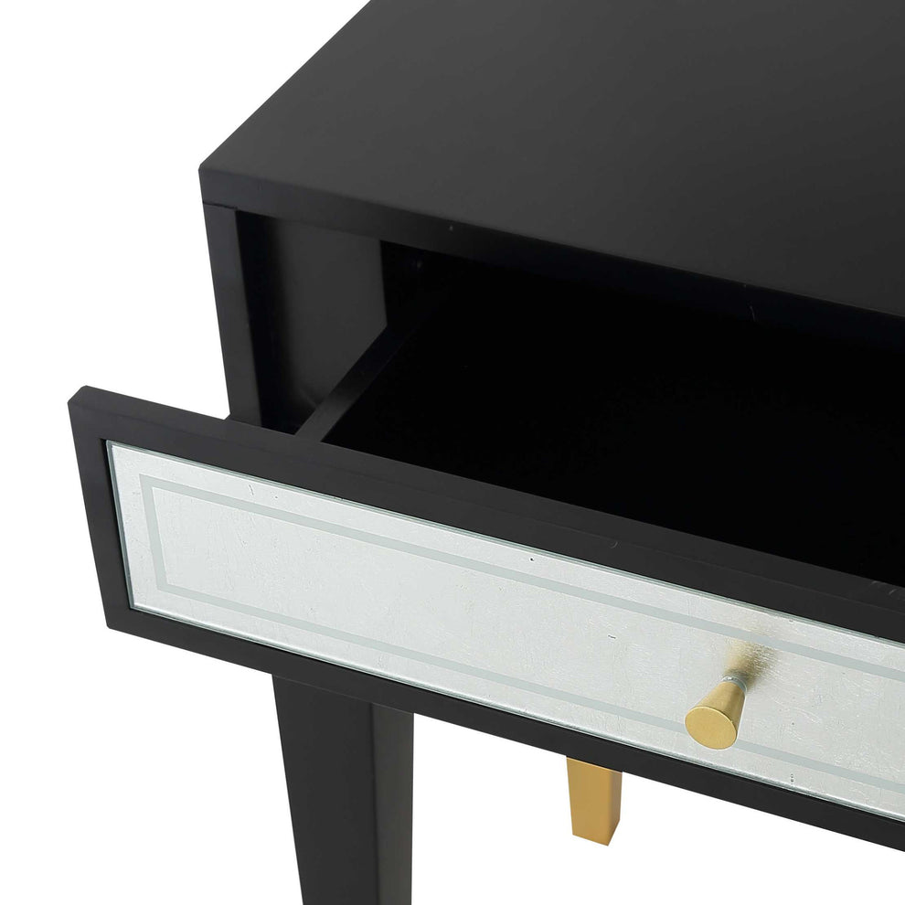47" Black and Black and Gold Console Table With Storage By Homeroots | Console Tables | Modishstore - 6