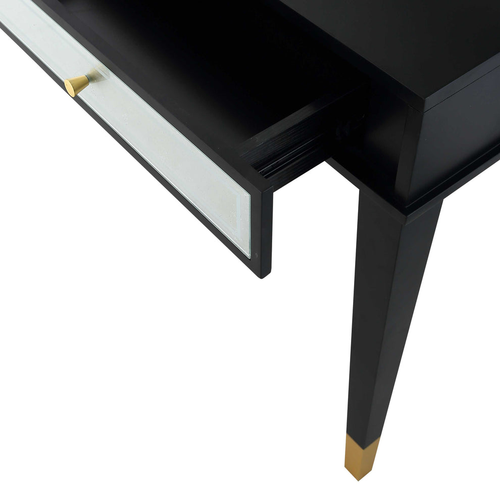 47" Black and Black and Gold Console Table With Storage By Homeroots | Console Tables | Modishstore - 7