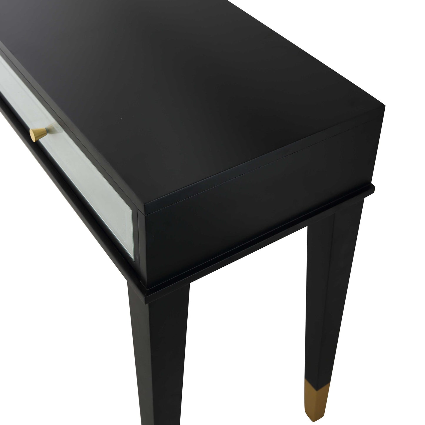 47" Black and Black and Gold Console Table With Storage By Homeroots