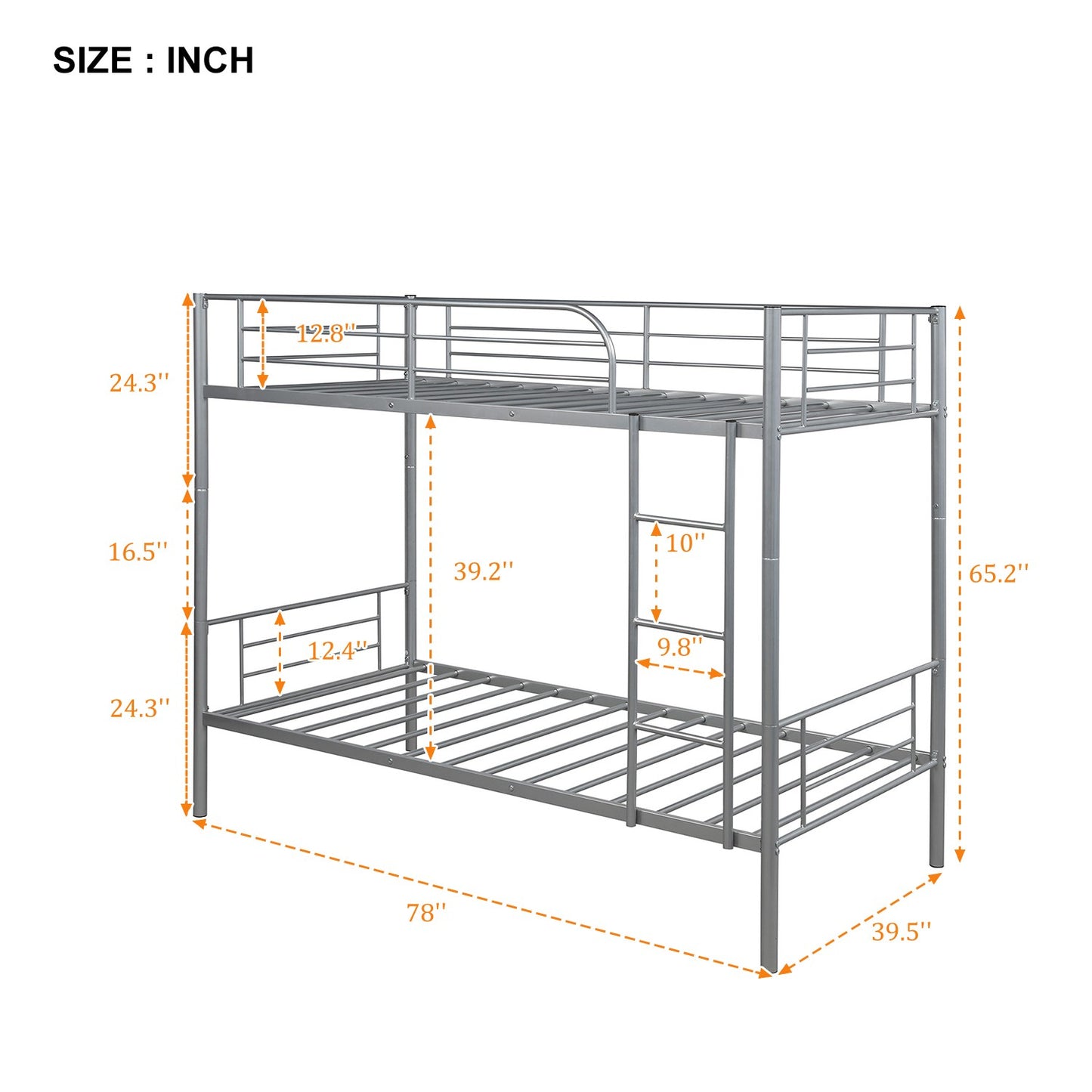 Silver Twin Over Twin Separable Bunk Bed By Homeroots | Beds | Modishstore - 6