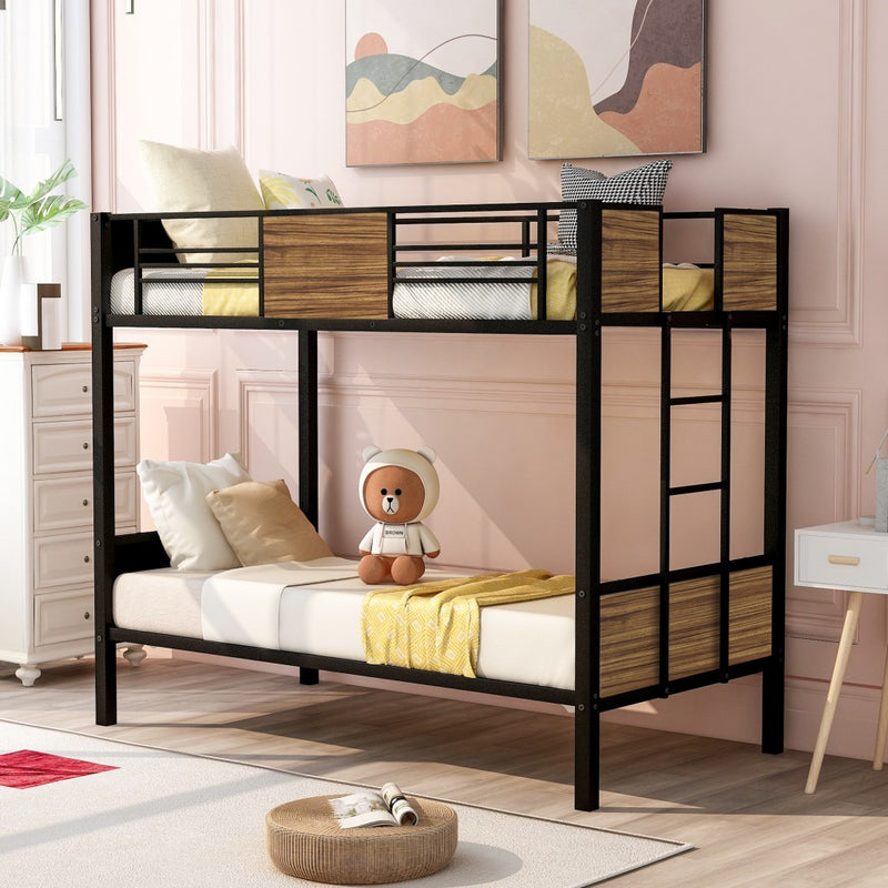 Black Brown Twin Over Twin Bunk Bed By Homeroots | Beds | Modishstore