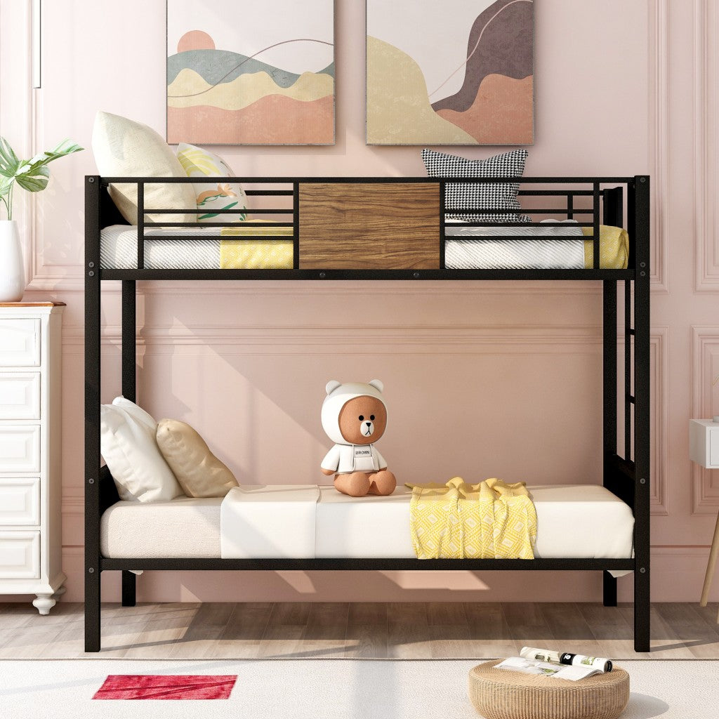 Black Brown Twin Over Twin Bunk Bed By Homeroots | Beds | Modishstore - 2