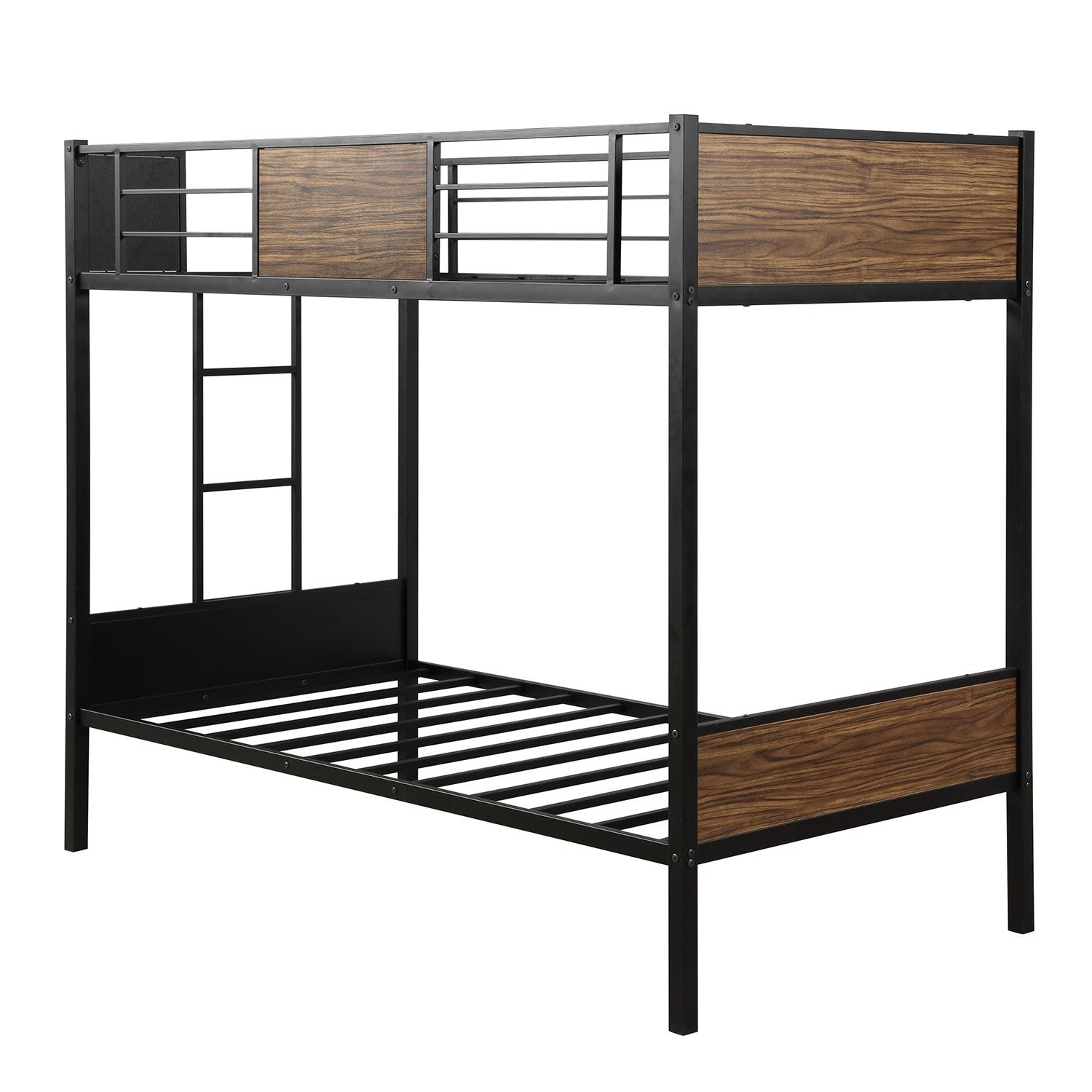 Black Brown Twin Over Twin Bunk Bed By Homeroots | Beds | Modishstore - 6