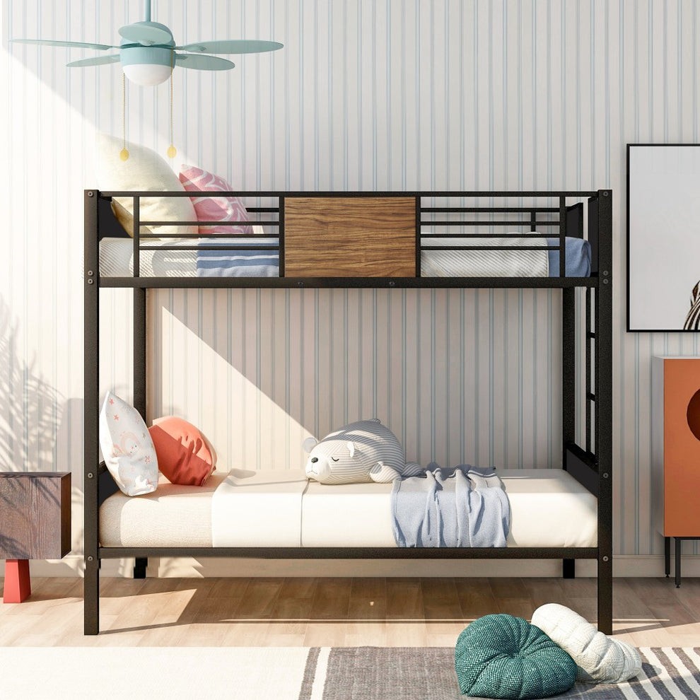 Black Brown Full Over Full Bunk Bed By Homeroots | Beds | Modishstore - 2