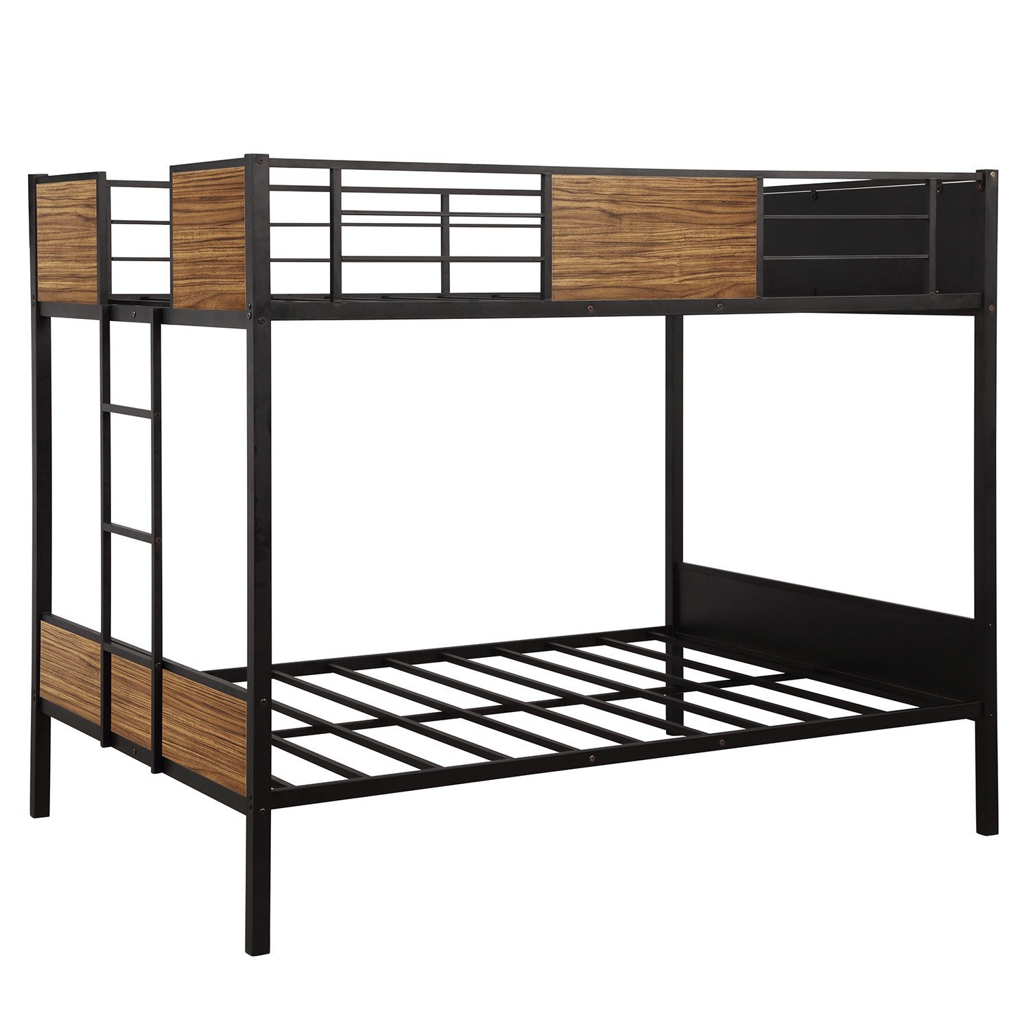 Black Brown Full Over Full Bunk Bed By Homeroots | Beds | Modishstore - 3