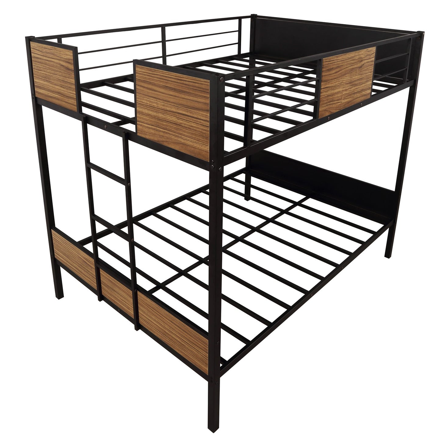 Black Brown Full Over Full Bunk Bed By Homeroots | Beds | Modishstore - 6