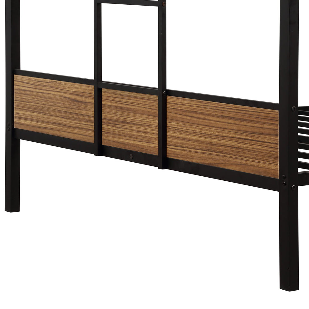Black Brown Full Over Full Bunk Bed By Homeroots | Beds | Modishstore - 7
