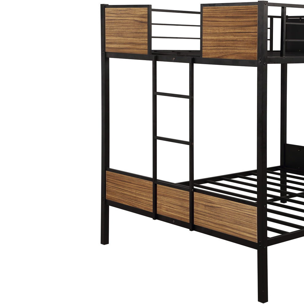 Black Brown Full Over Full Bunk Bed By Homeroots | Beds | Modishstore - 9