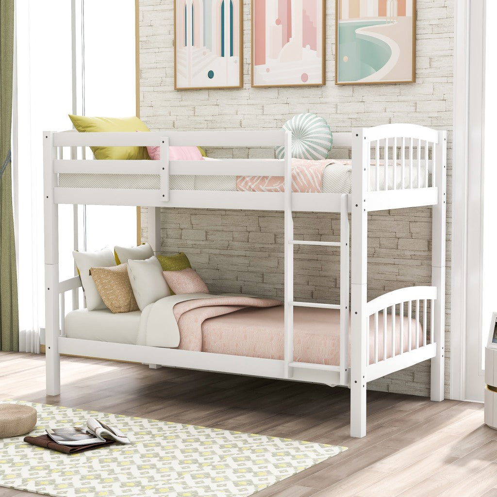 White Twin Over Twin Bunk Bed By Homeroots | Beds | Modishstore