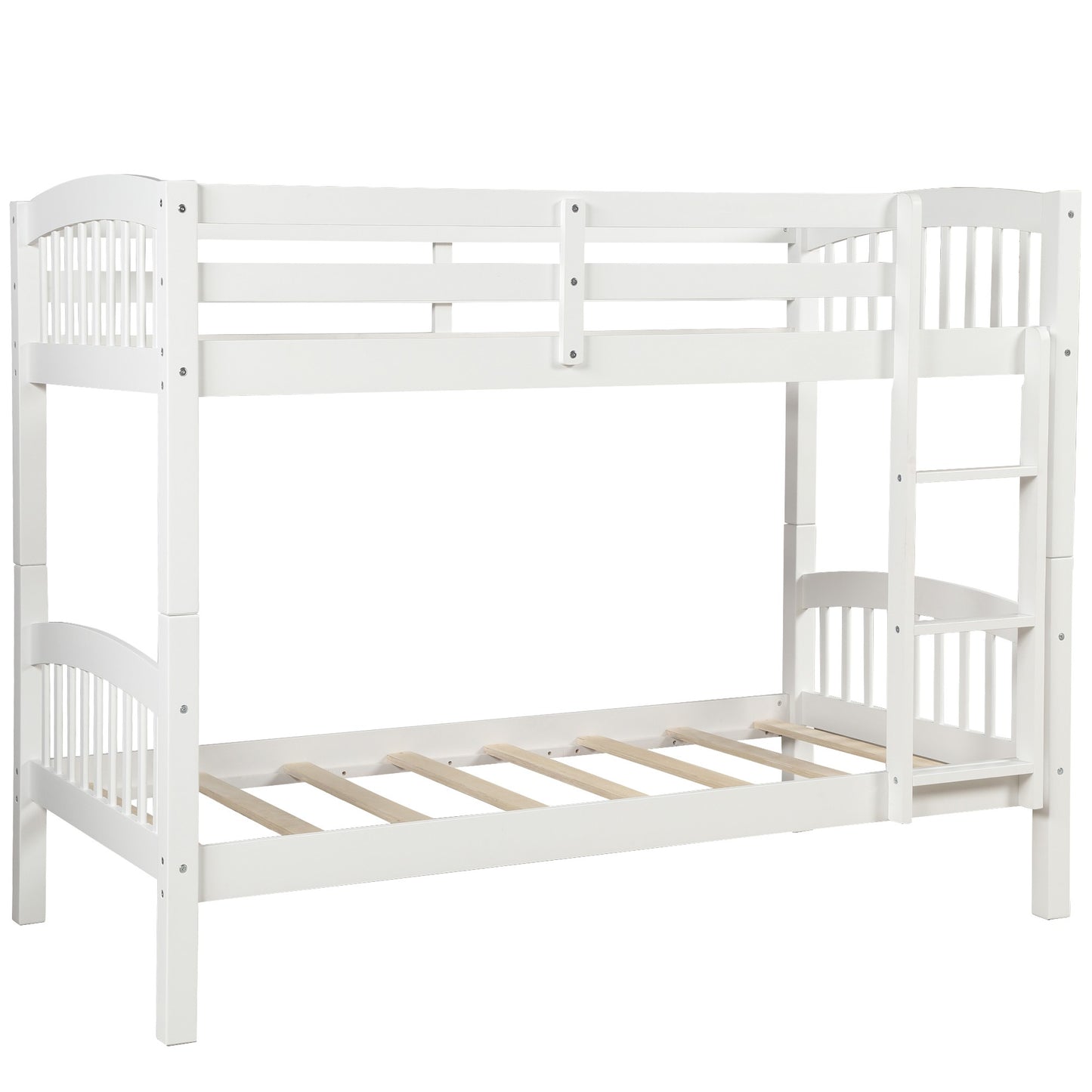 White Twin Over Twin Bunk Bed By Homeroots | Beds | Modishstore - 6