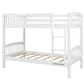White Twin Over Twin Bunk Bed By Homeroots | Beds | Modishstore - 7