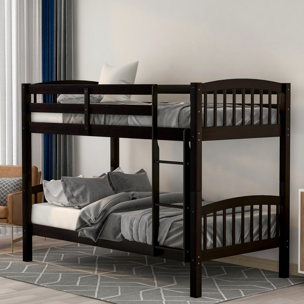 Brown Twin Over Twin Bunk Bed By Homeroots | Beds | Modishstore - 2