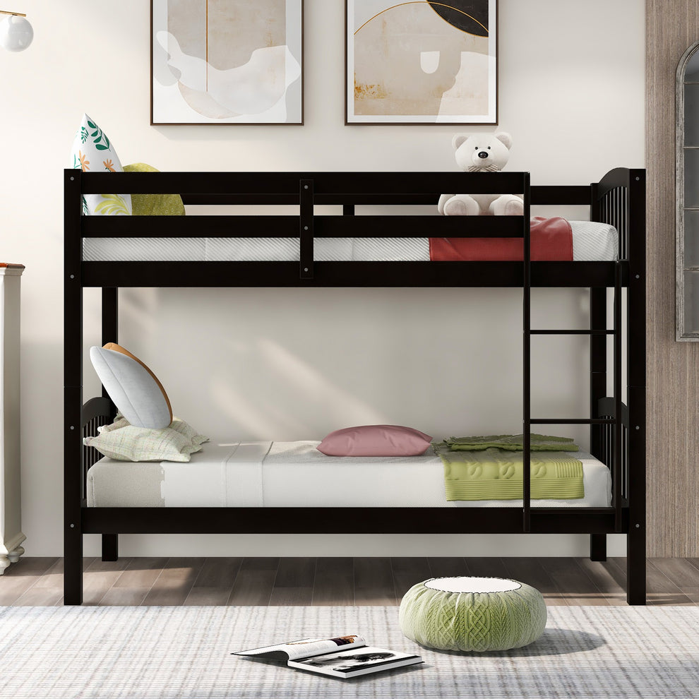 Brown Twin Over Twin Bunk Bed By Homeroots | Beds | Modishstore - 3