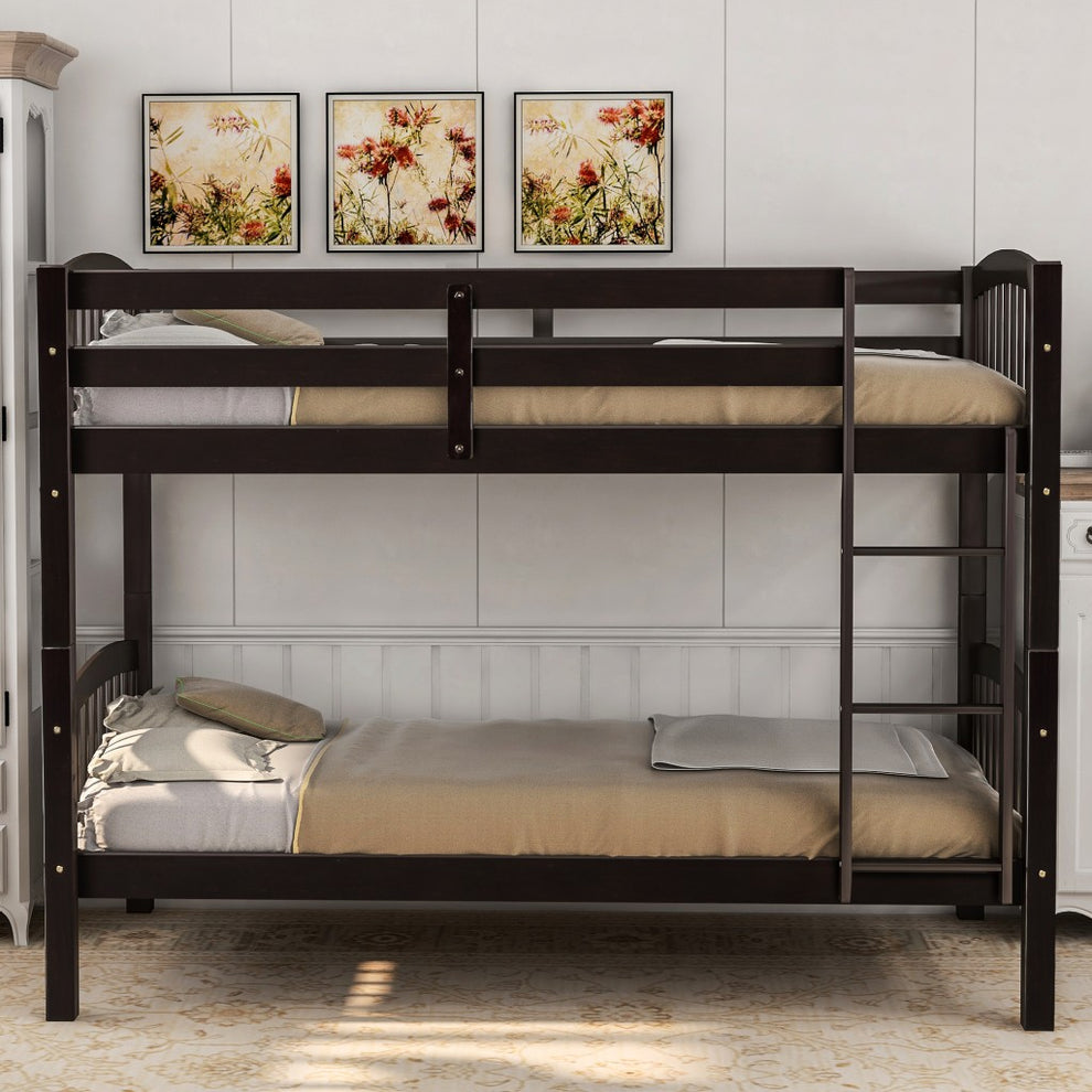 Brown Twin Over Twin Bunk Bed By Homeroots | Beds | Modishstore - 4